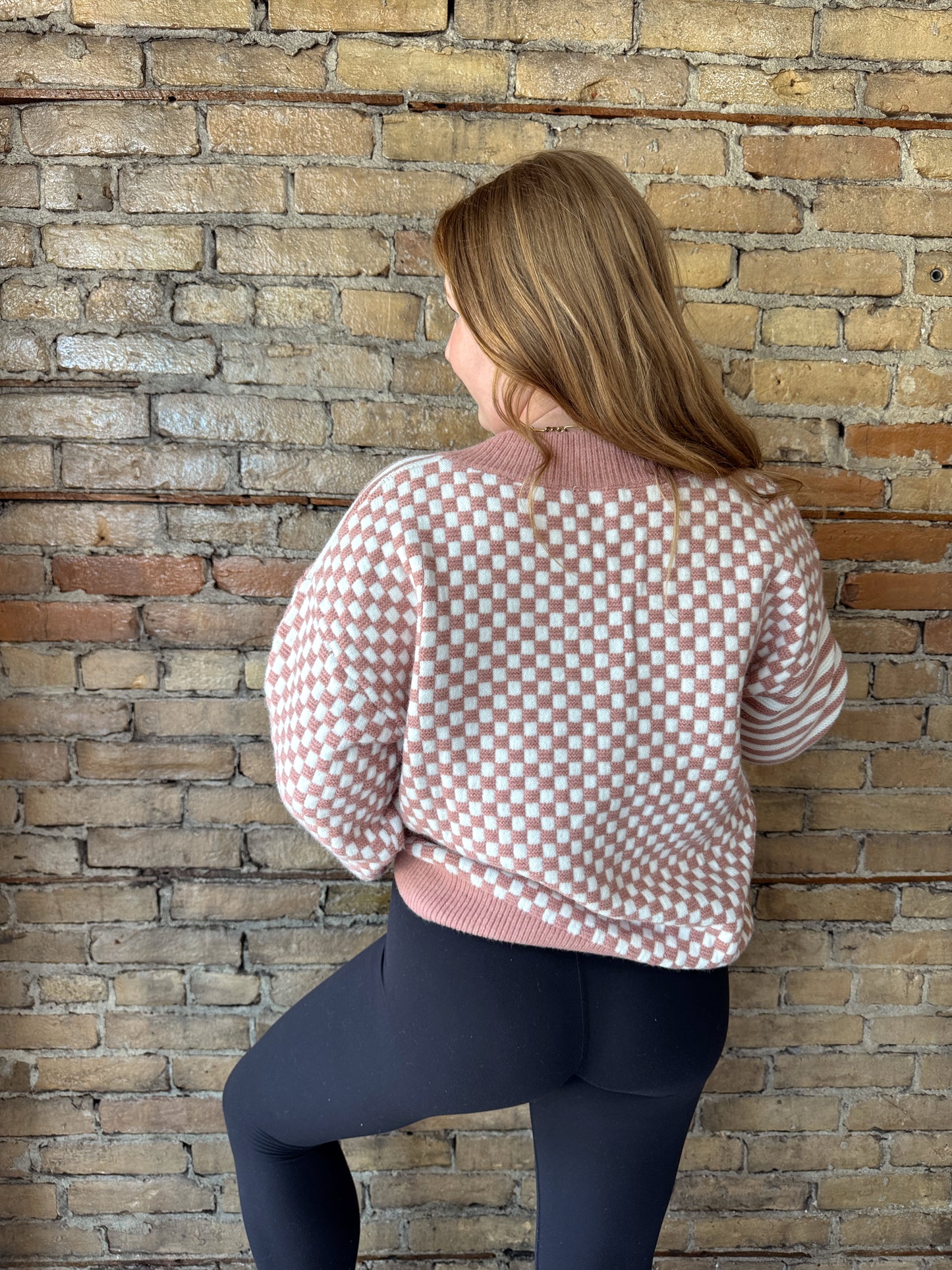 Checkered Striped Sweater