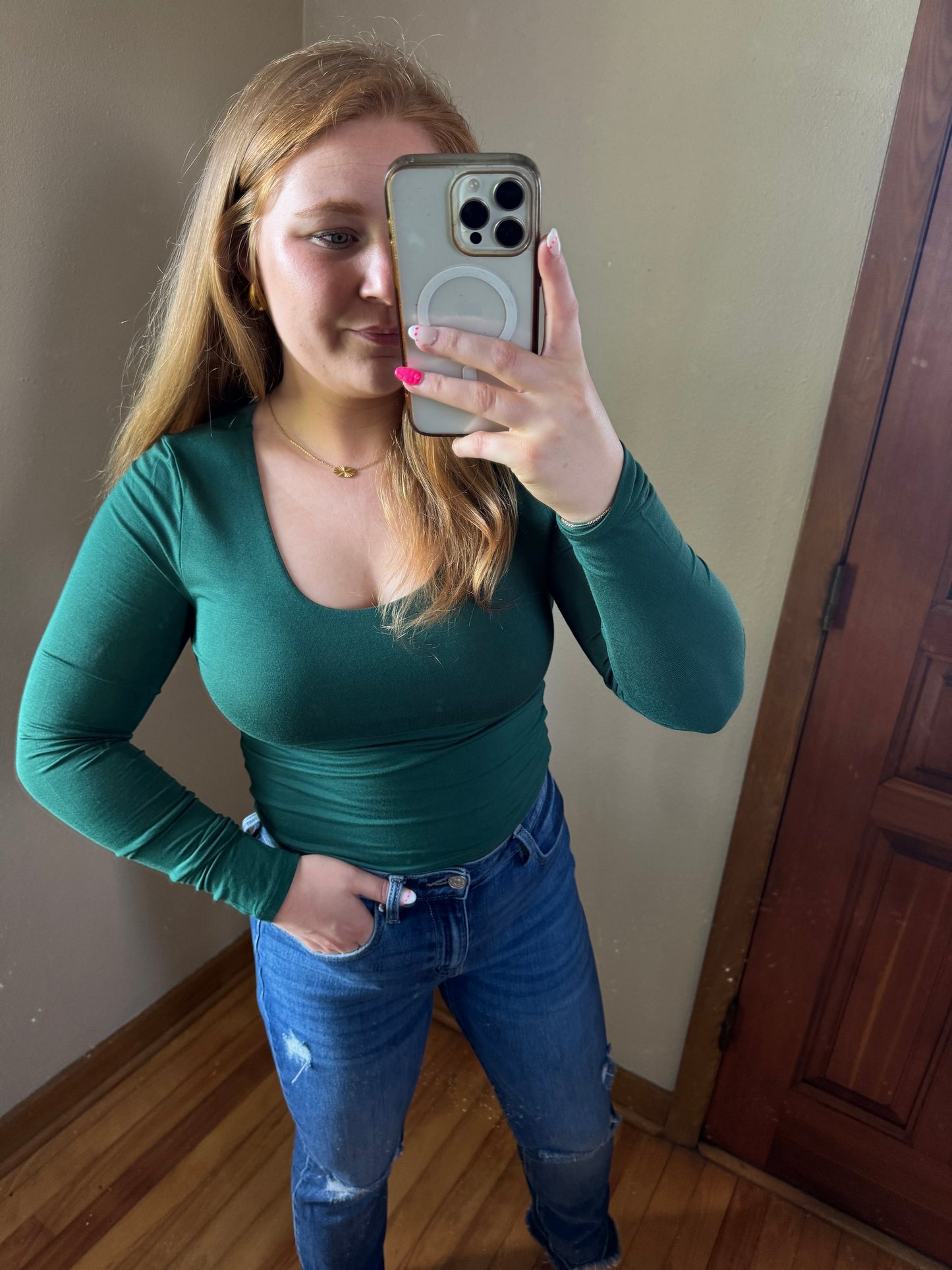 Scoop Neck Long Sleeve - Dark Green