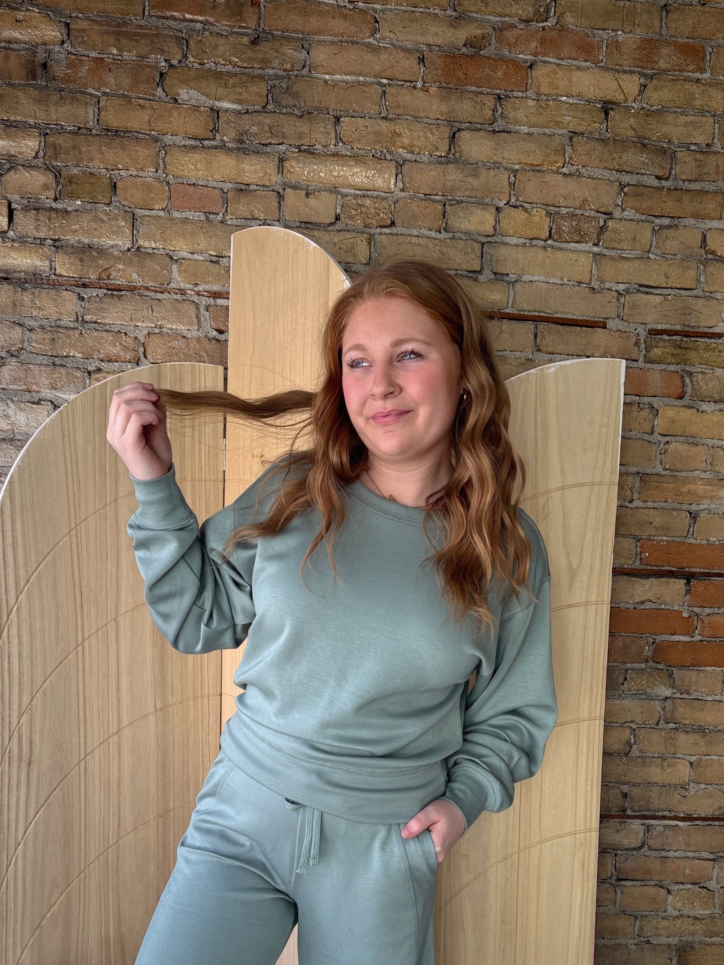 Relaxed Long Sleeve Sweatshirt - Sage Green