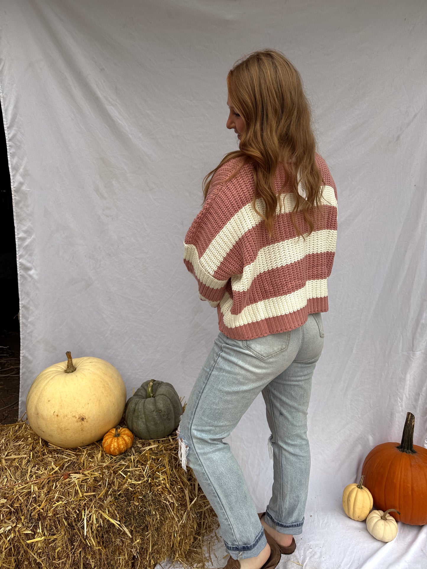 Mauve Striped Cardigan