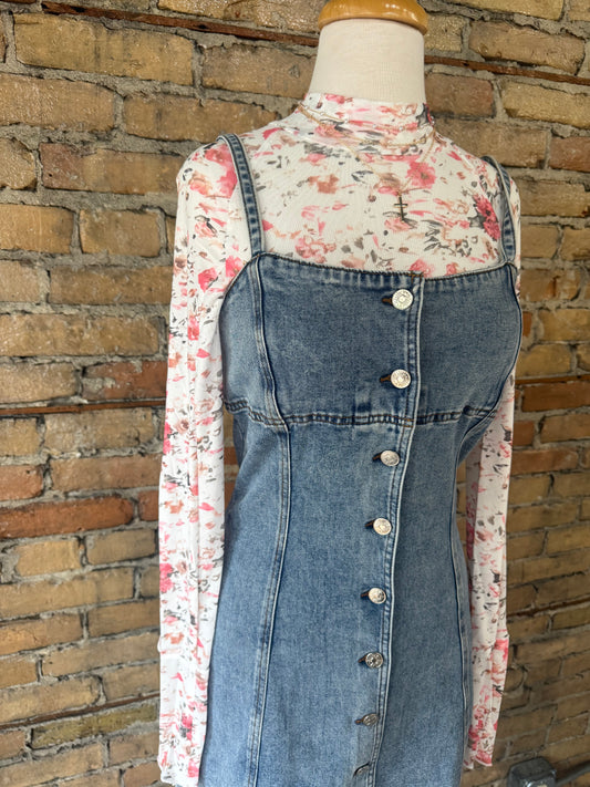 Pink Floral mesh Top