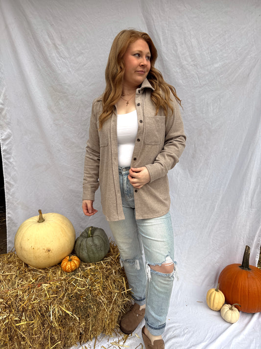 Light Weight Button Up - Tan