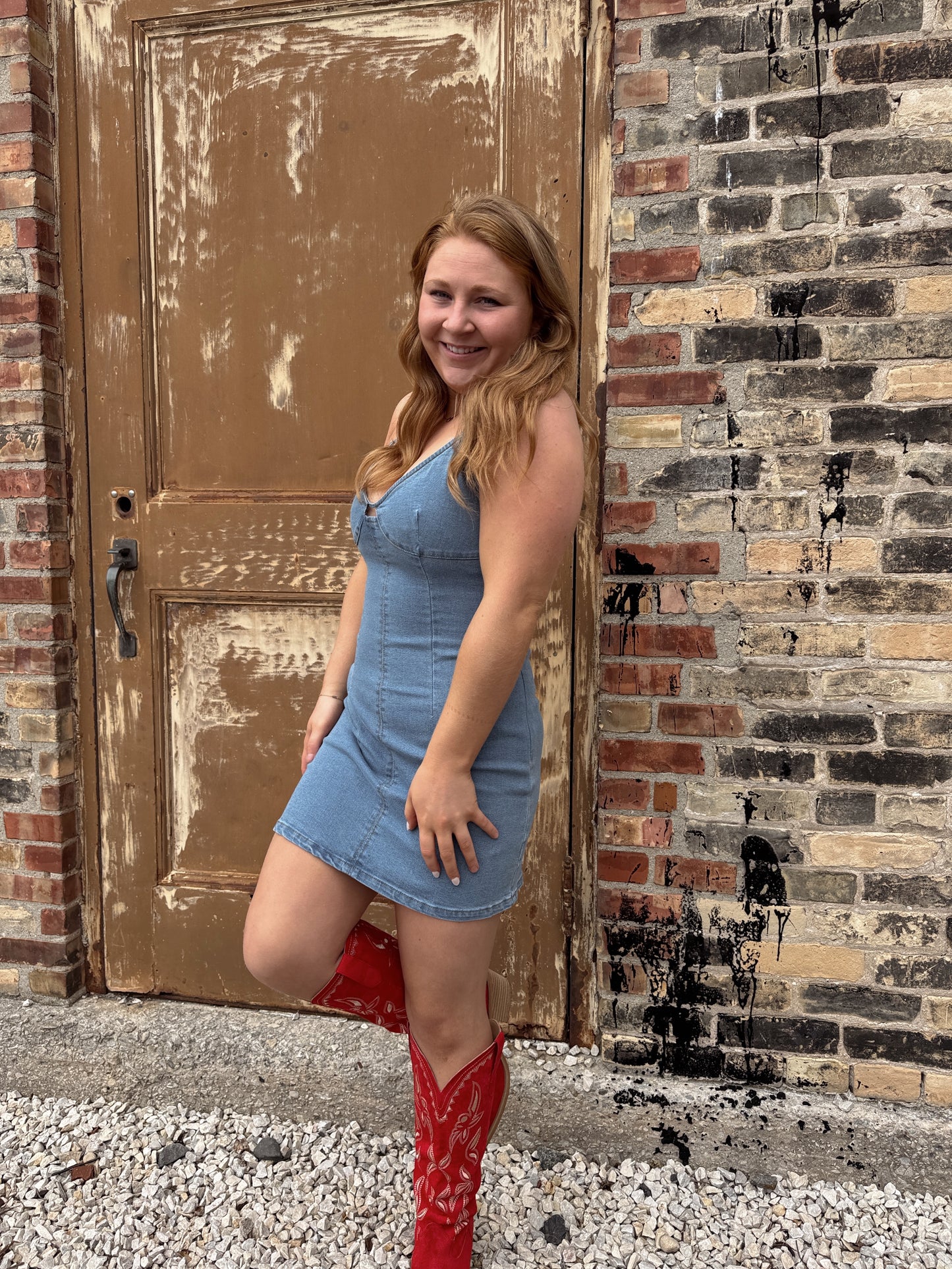 Keyhole Denim Dress
