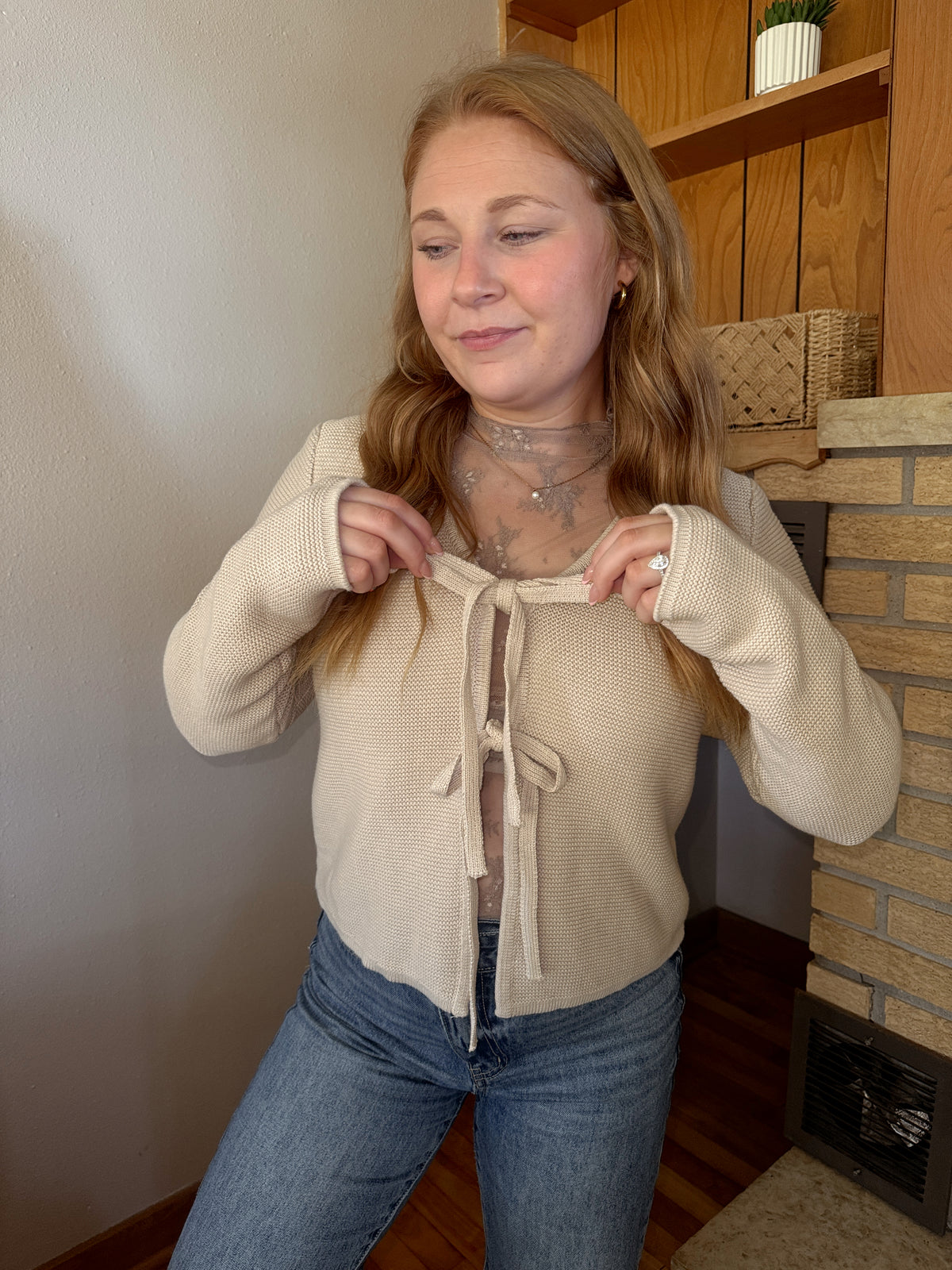Front Tie Sweater Top