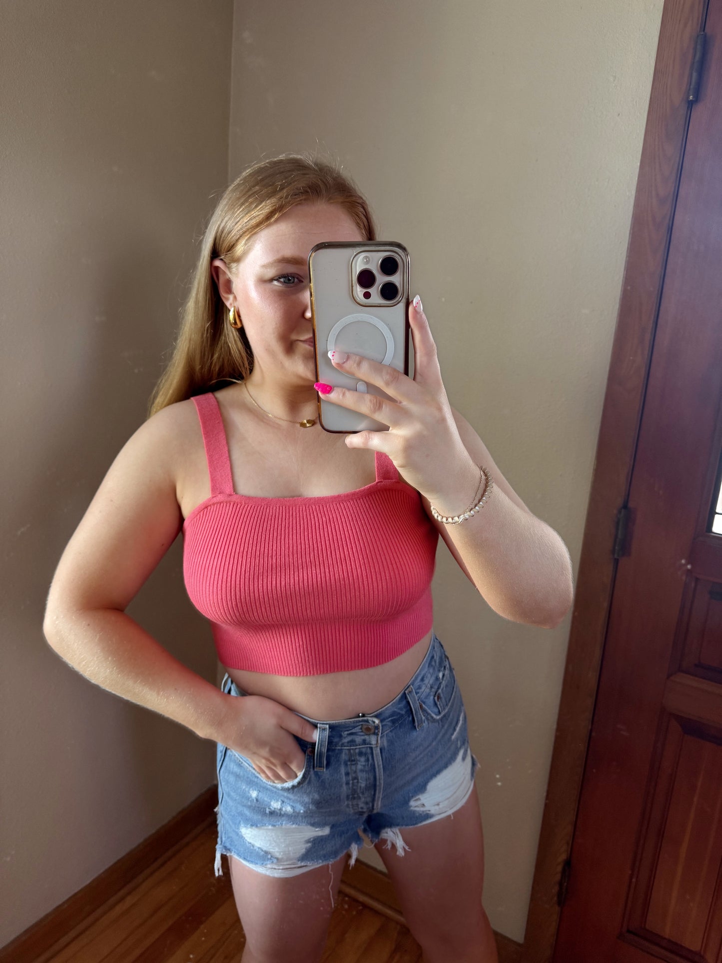 Coral Crop Top