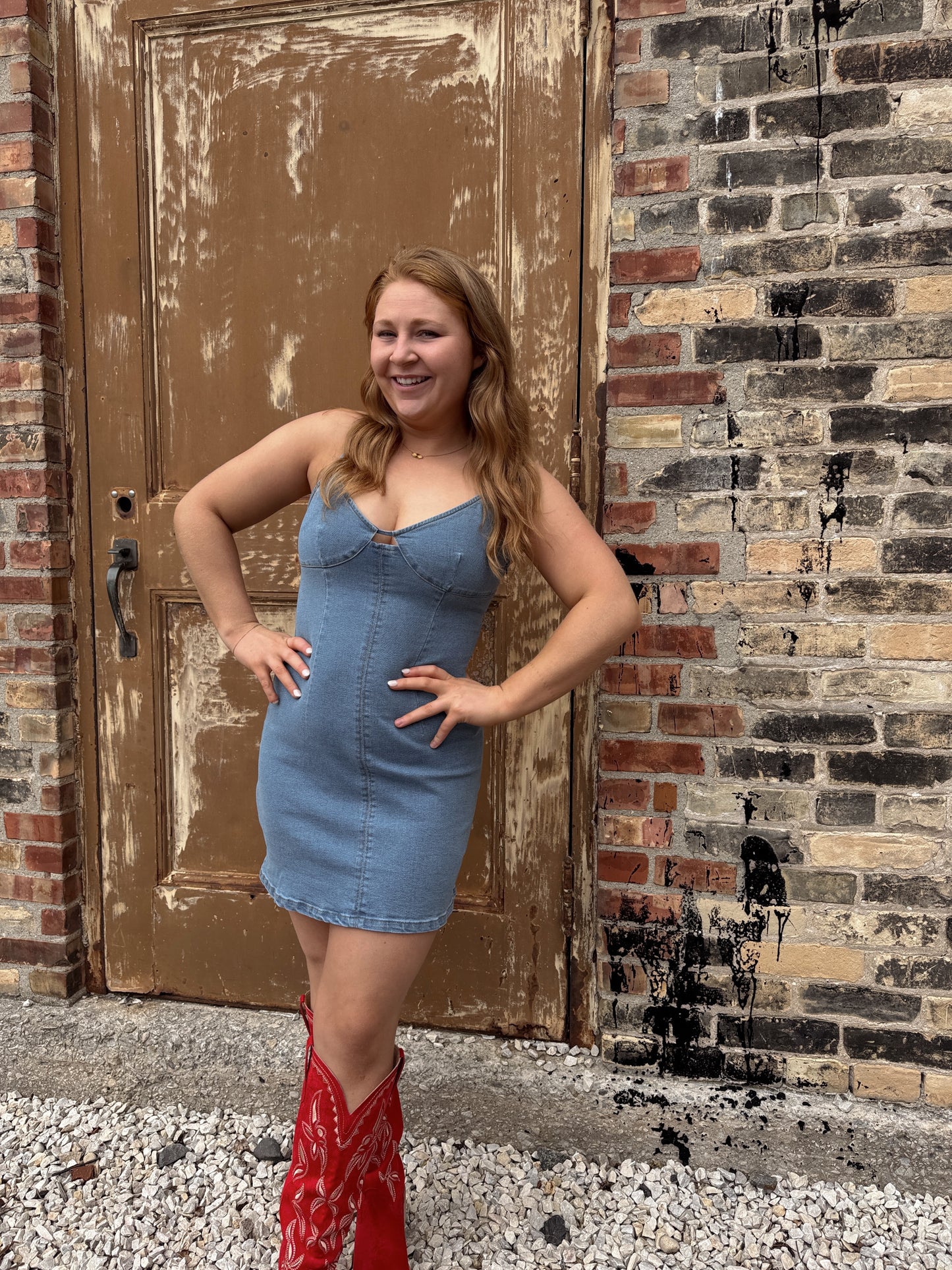 Keyhole Denim Dress