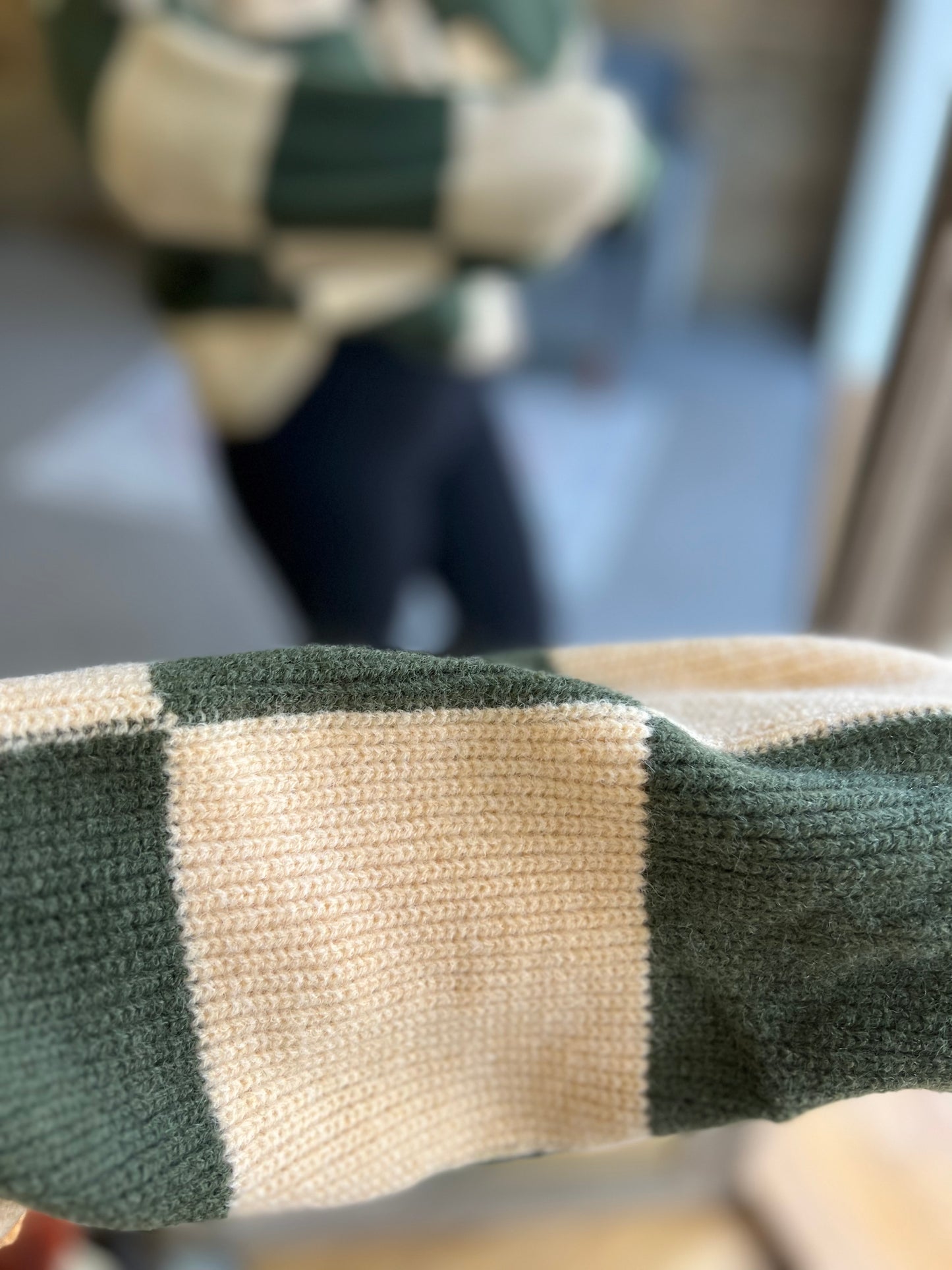 Olive Sand Checkered Sweater