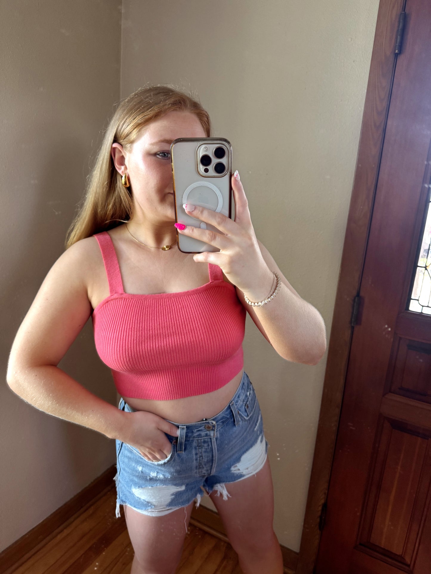 Coral Crop Top