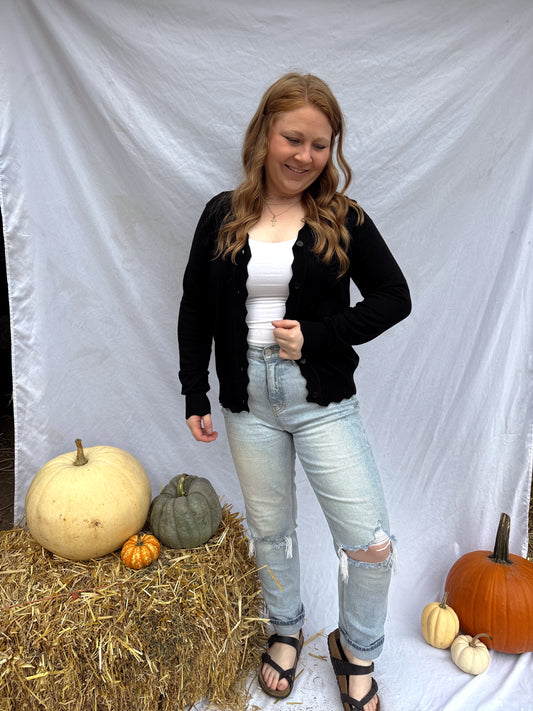 Black Scallop Cardigan