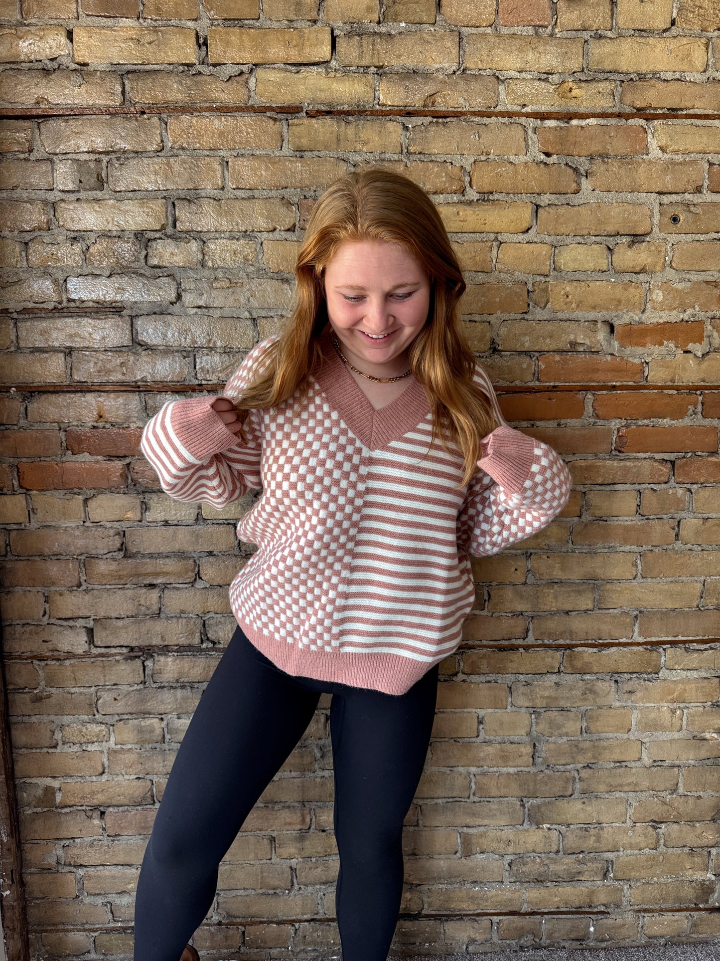 Checkered Striped Sweater