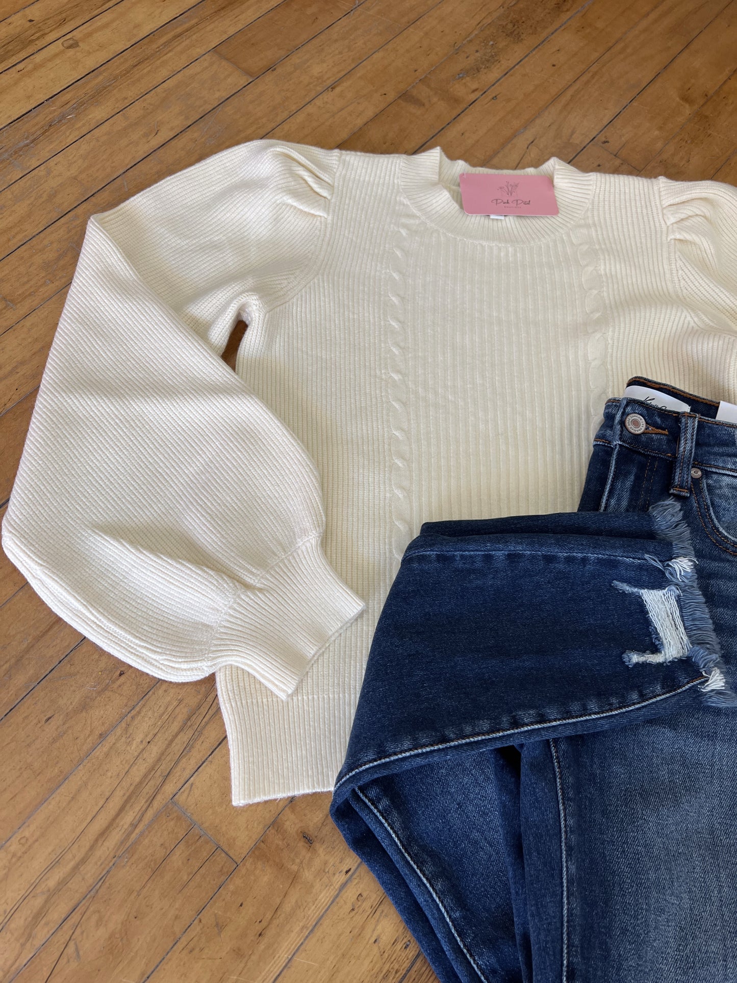 Ribbed Puff Sleeve Sweater