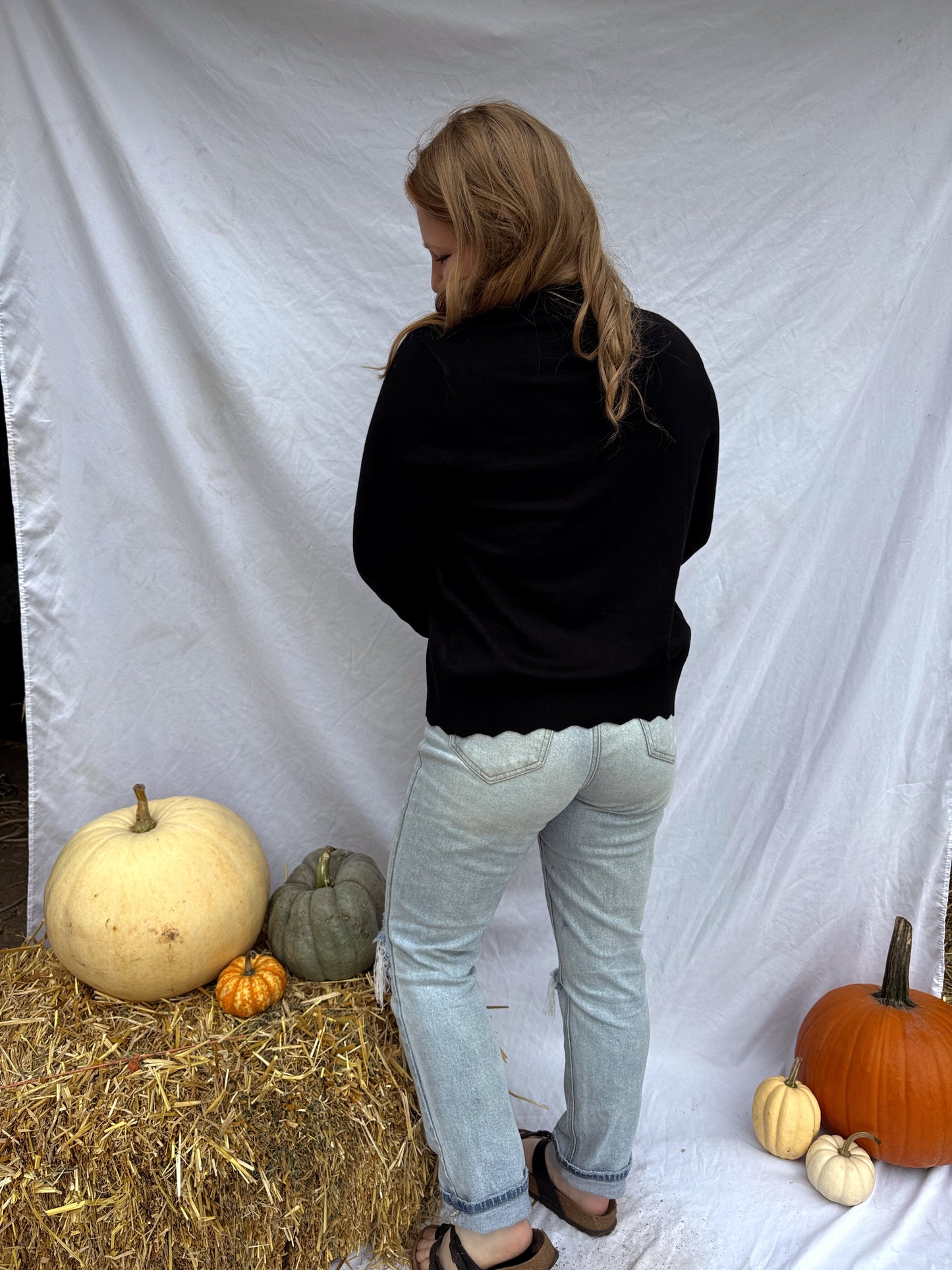 Black Scallop Cardigan