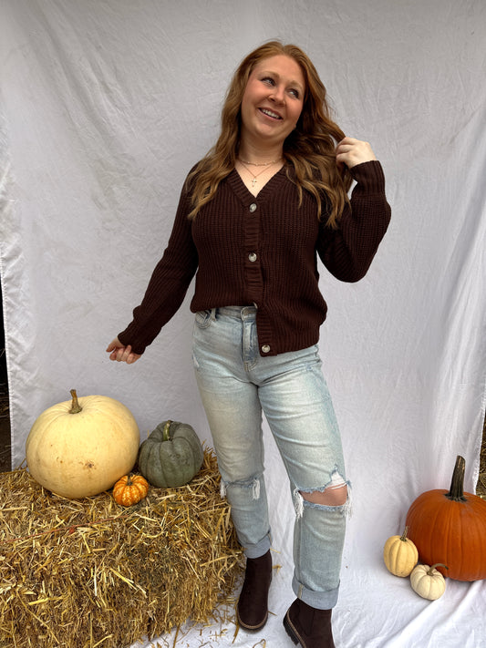 Cozy Season Brown Cardigan