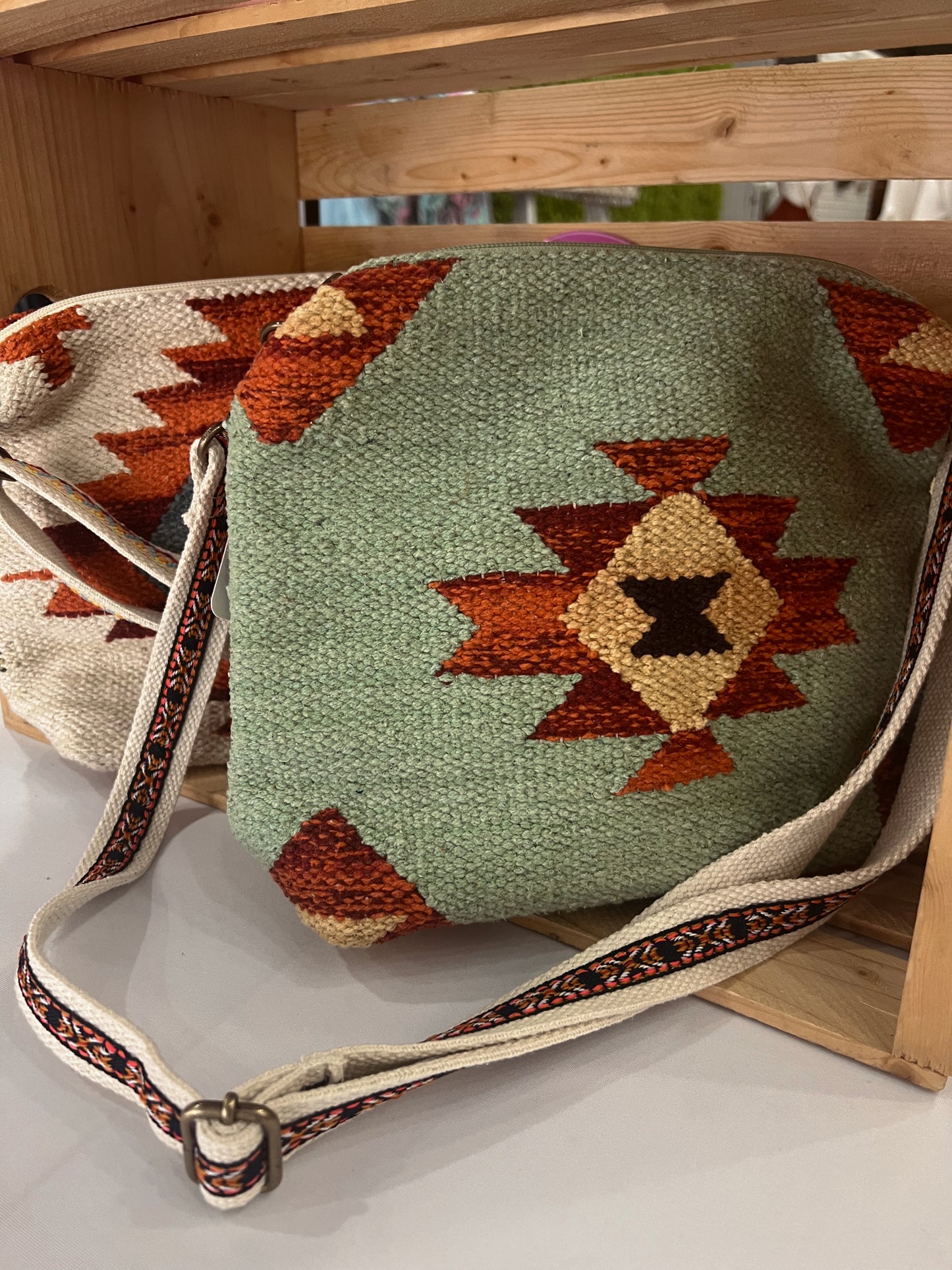 Mint Aztec Crossbody Purse