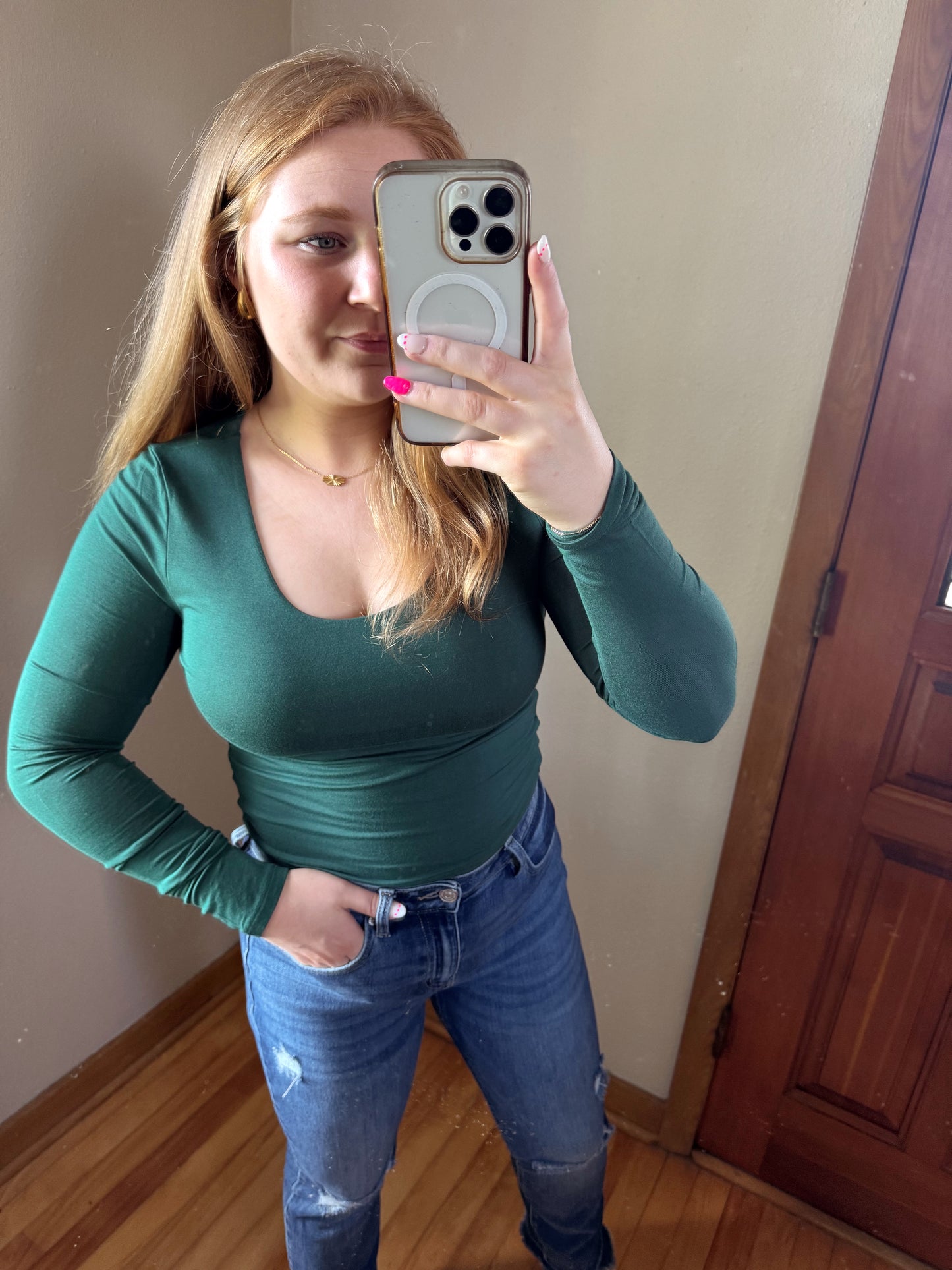 Scoop Neck Long Sleeve - Dark Green