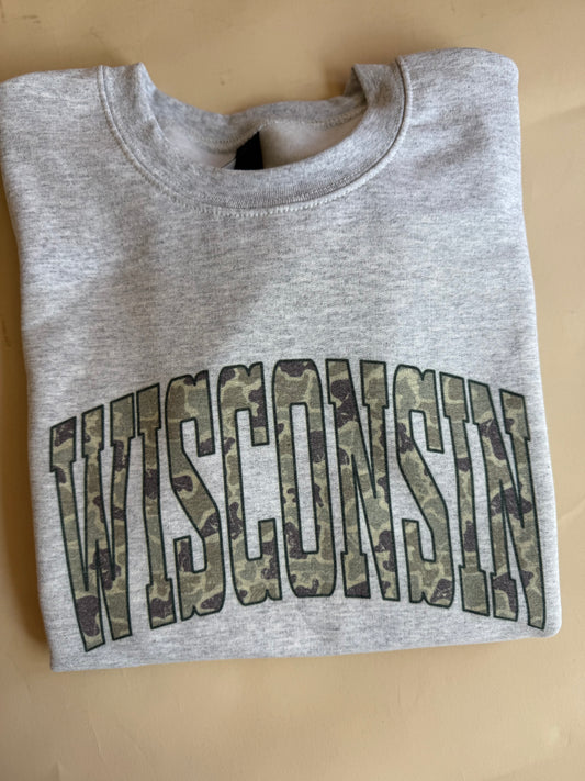 Wisconsin Camo Crewneck