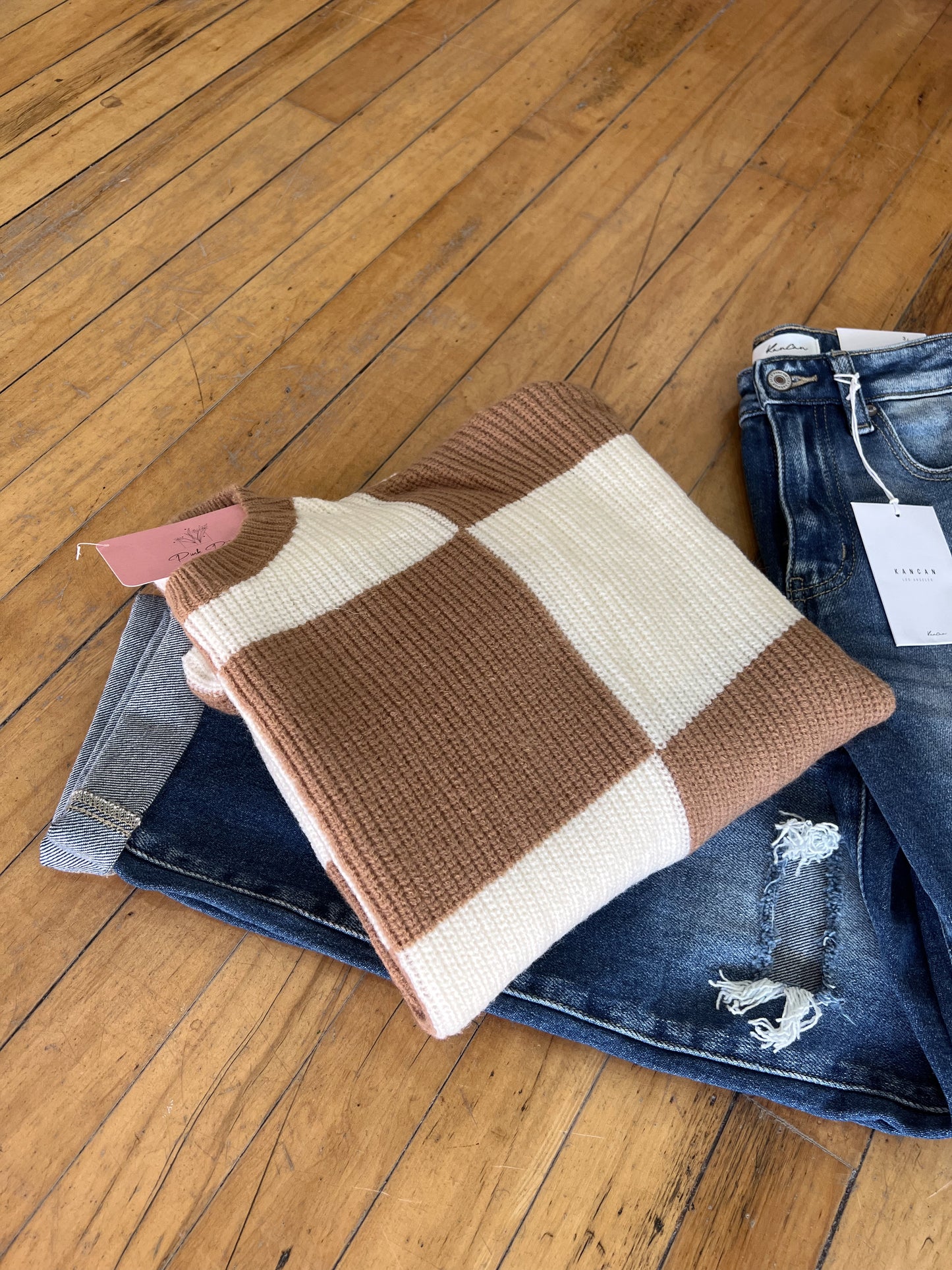 Oversized Checker Pullover