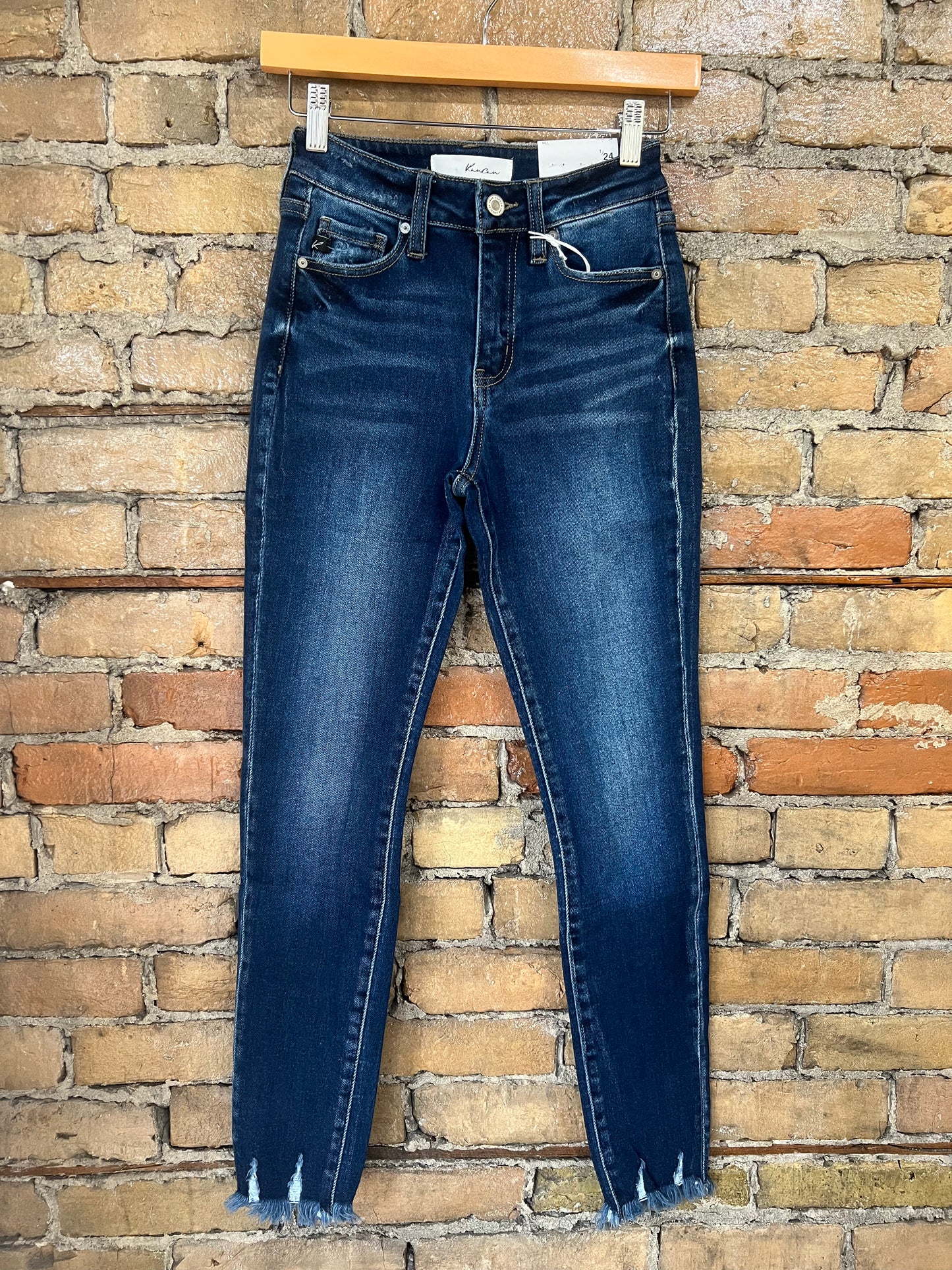 High Rise Fray Hem Skinny Jean