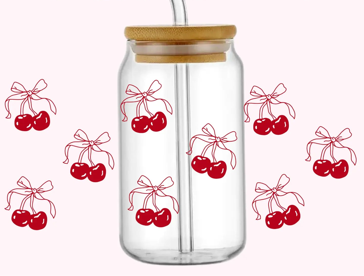Bow Cherries Glass Cup