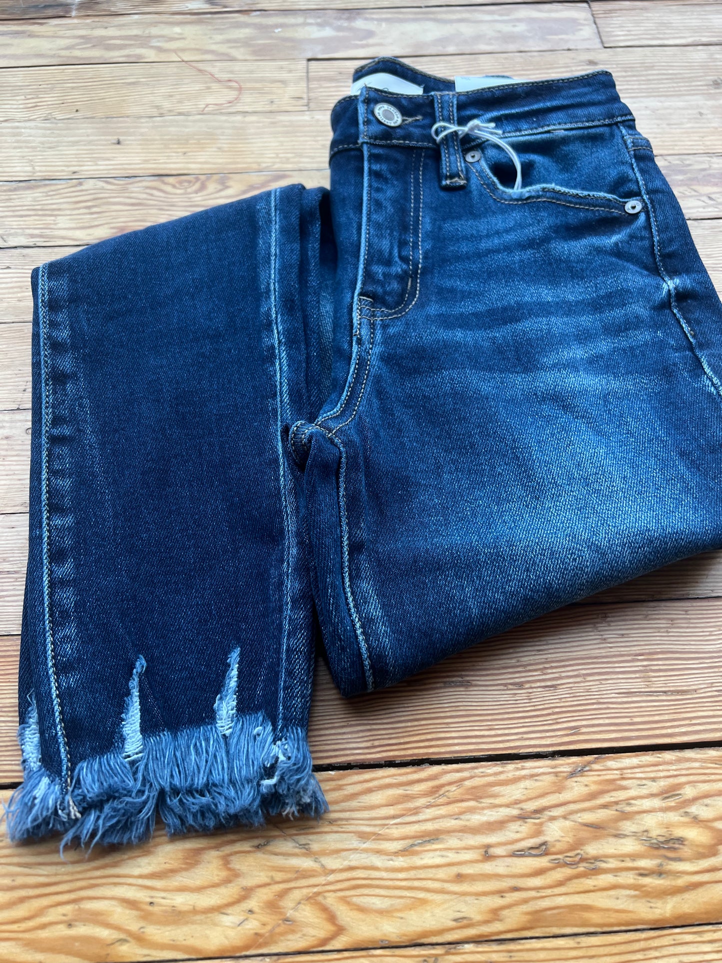 High Rise Fray Hem Skinny Jean