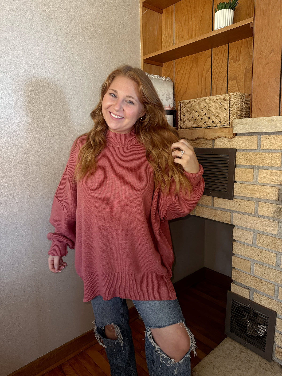 Payton Oversized Sweater - Winter Rose