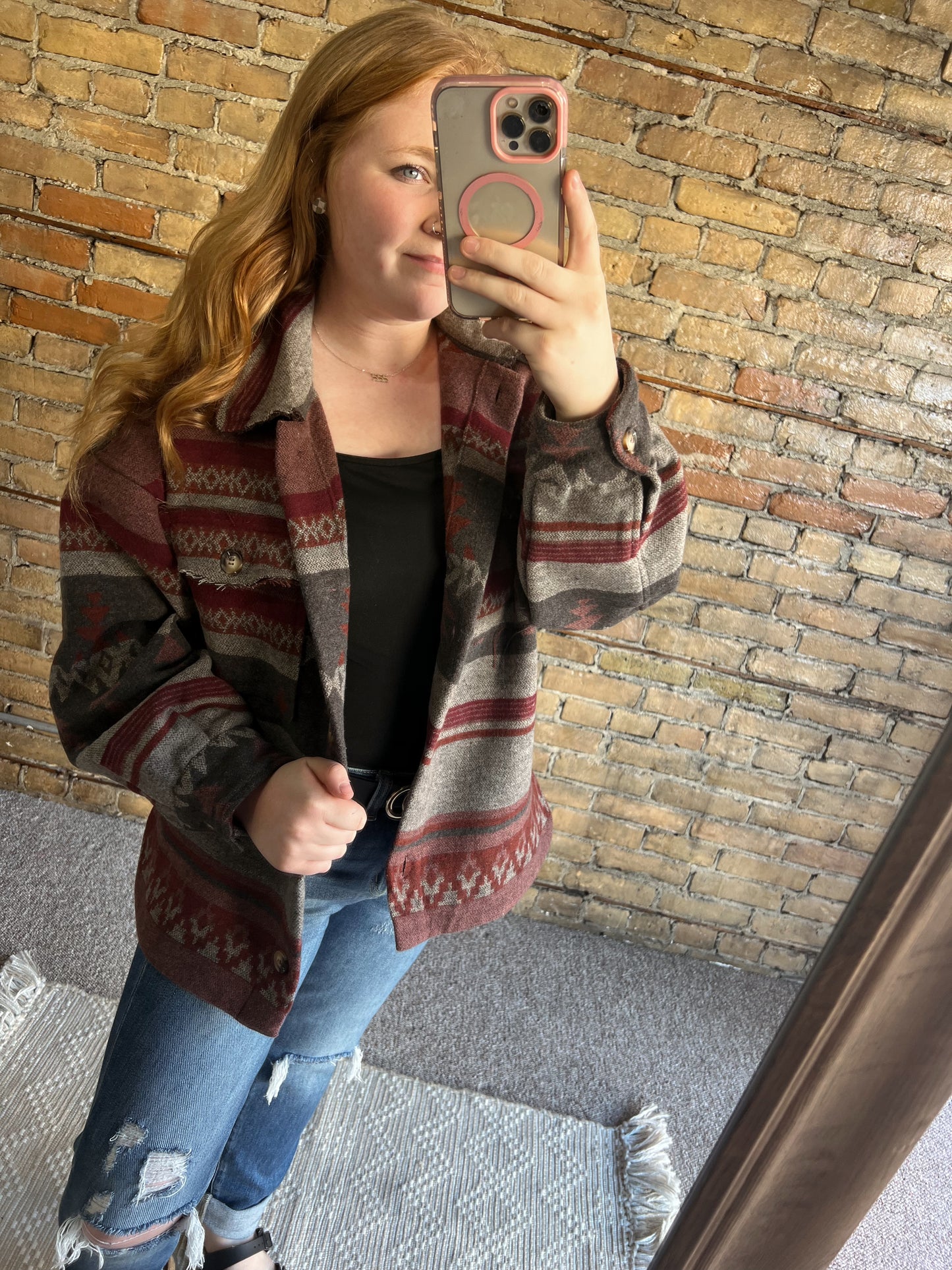 Gone Western Charcoal Mix Shacket