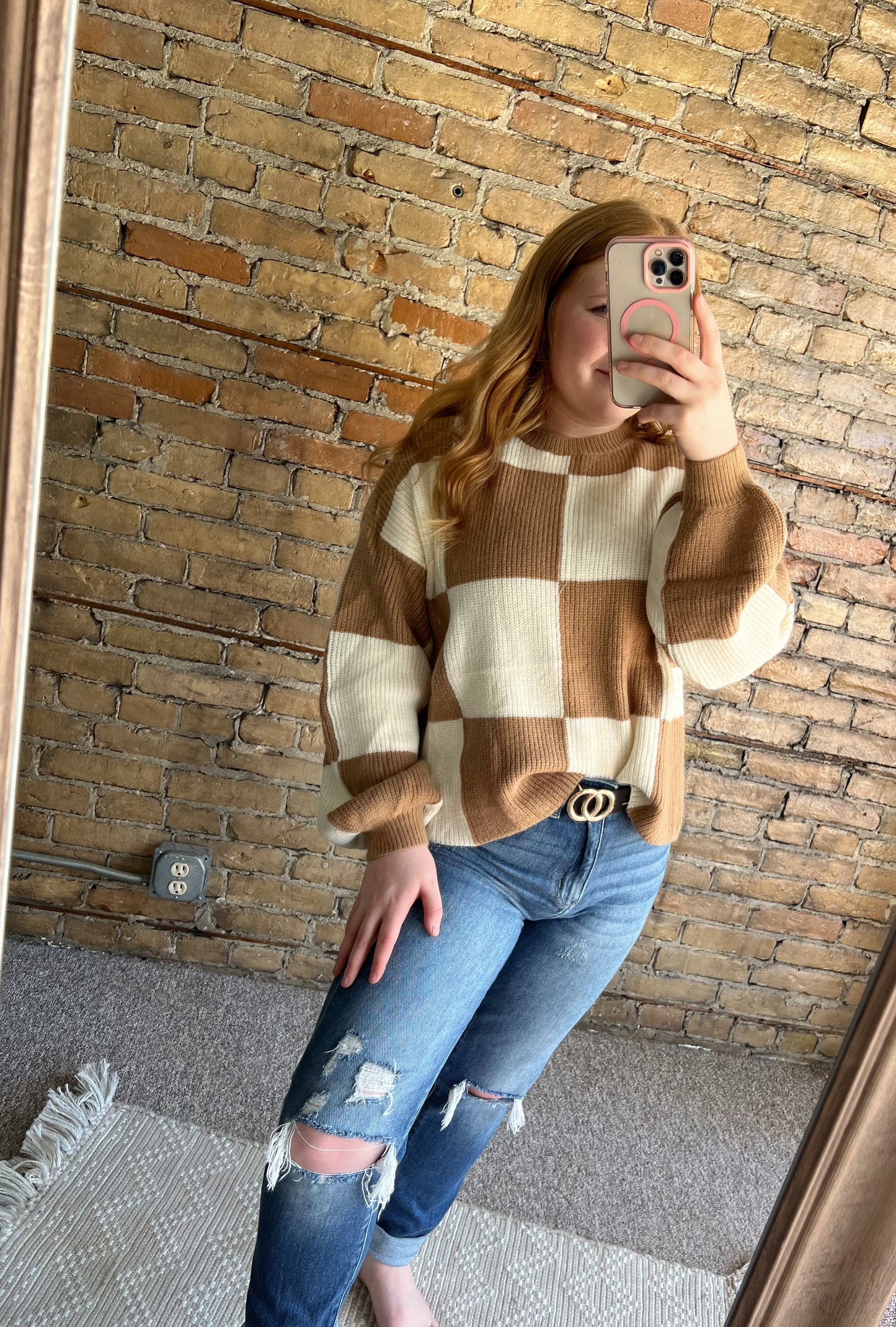 Oversized Checker Pullover