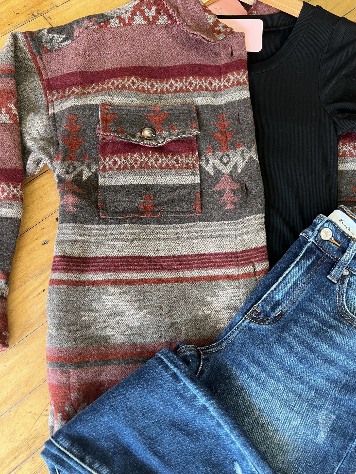 Gone Western Charcoal Mix Shacket