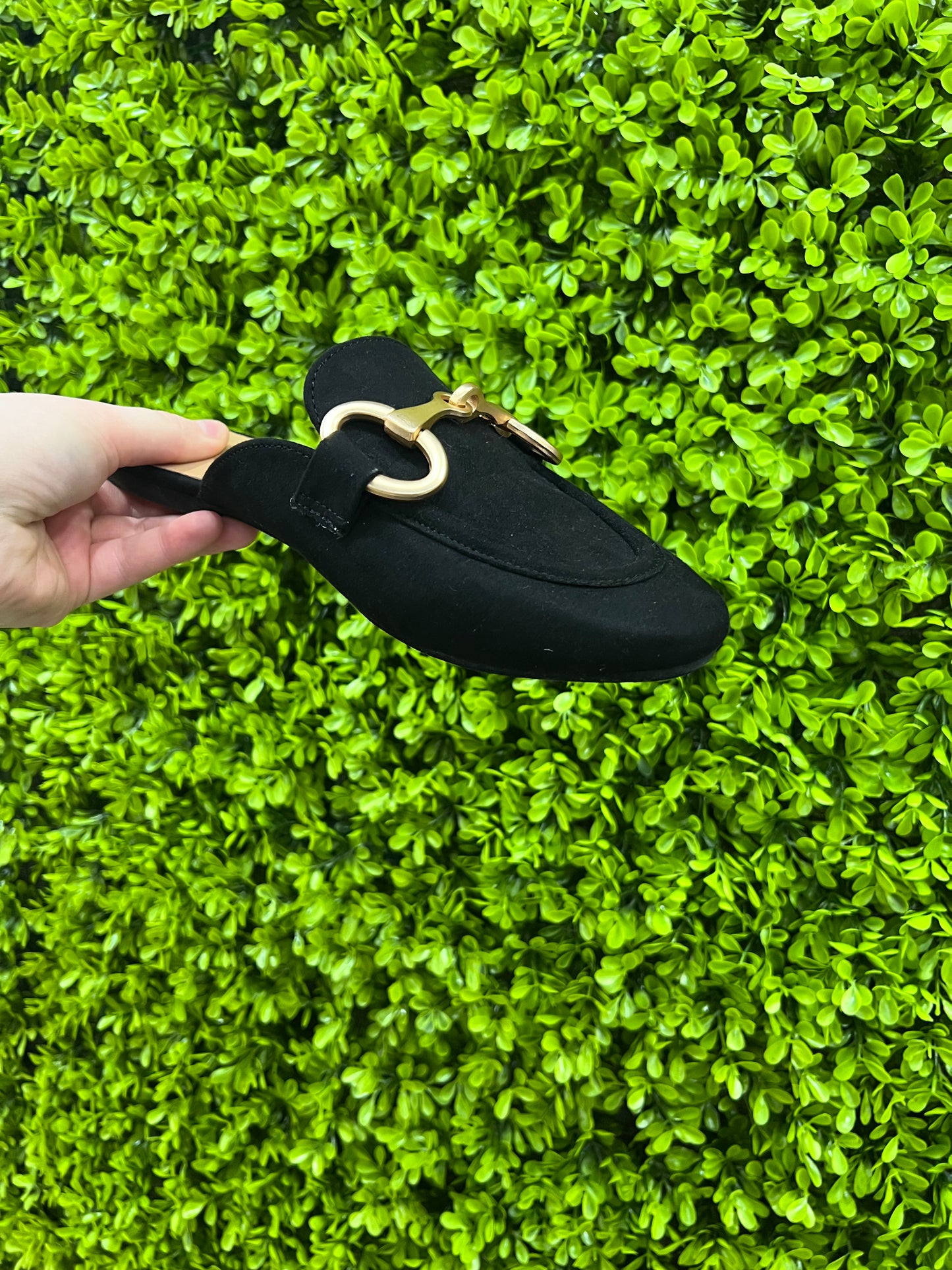Metallic Link Flat Mule Slide