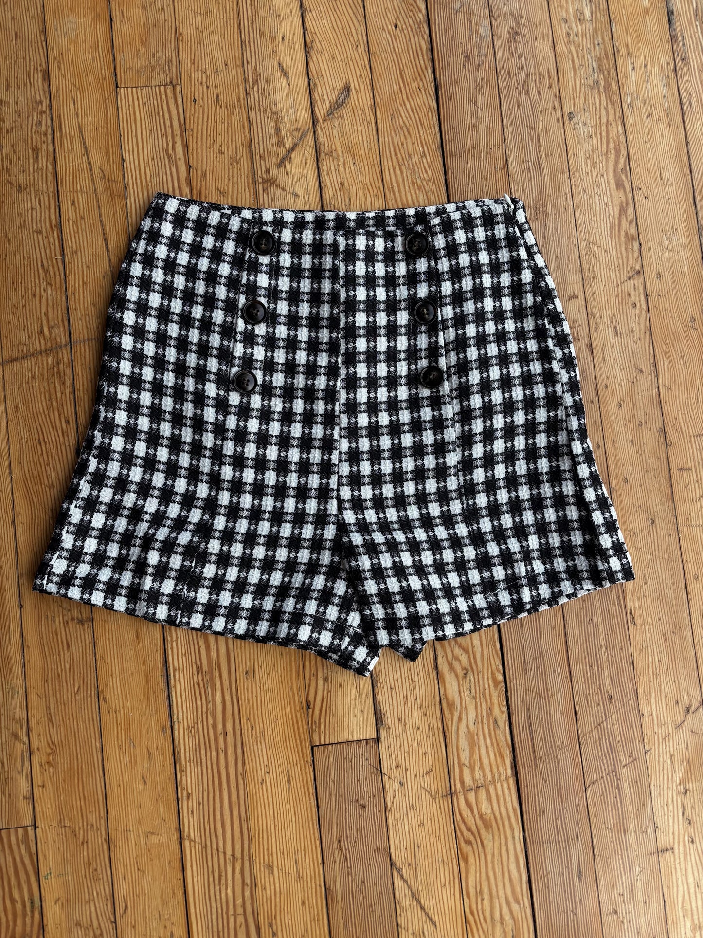 Plaid Button Detail Shorts