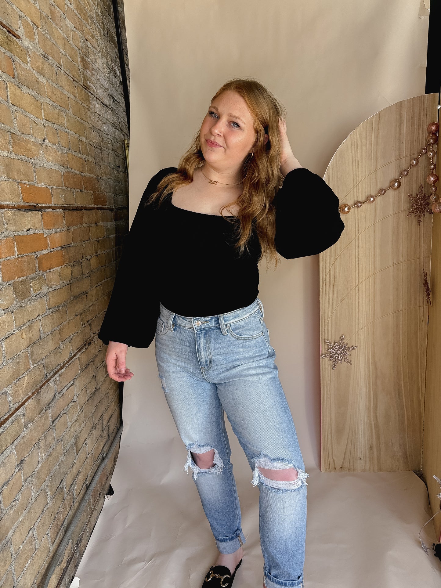 Rushed Balloon Sleeve Bodysuit (2 Colors)