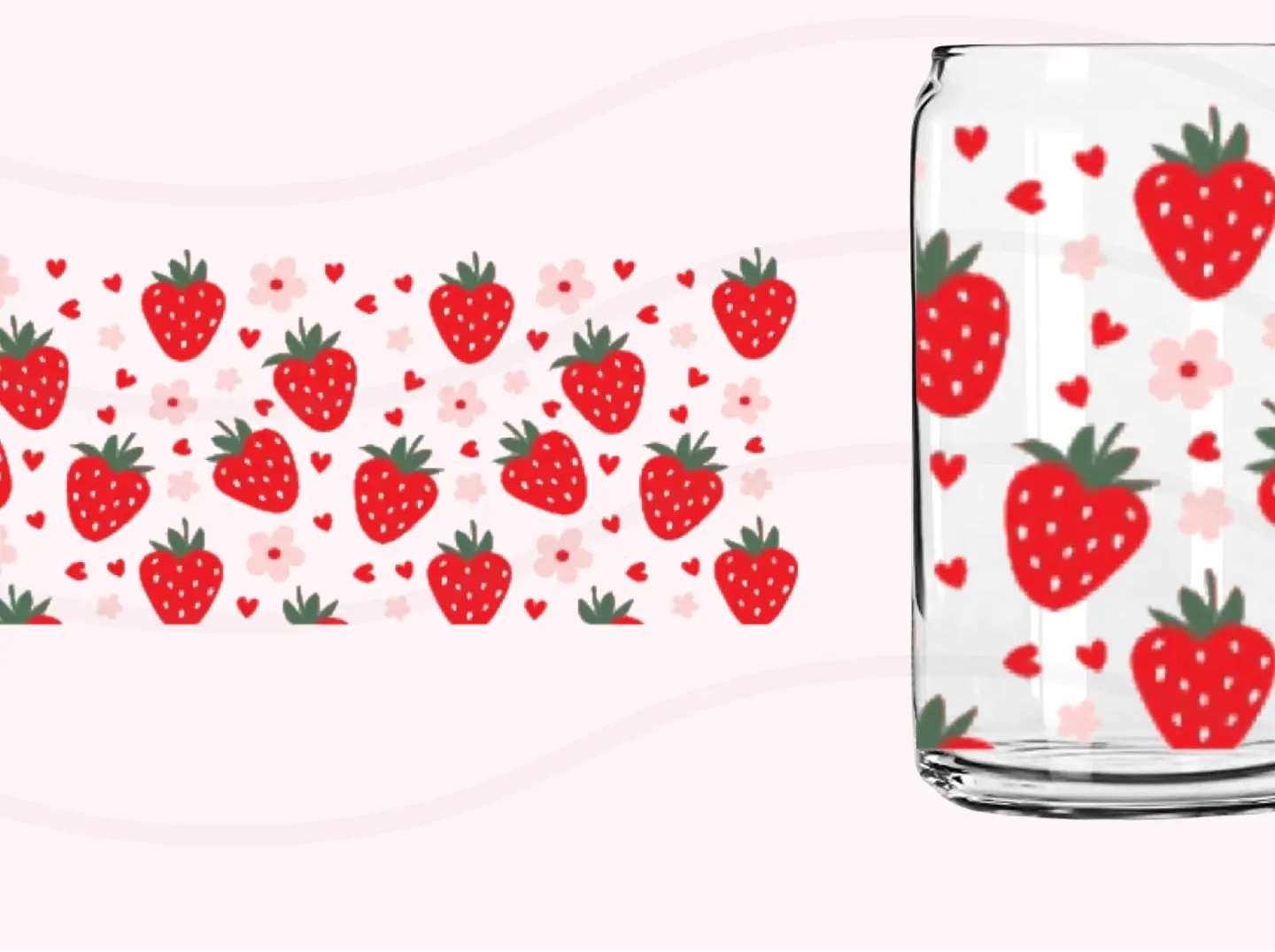 Strawberry and Flower Glass Cup