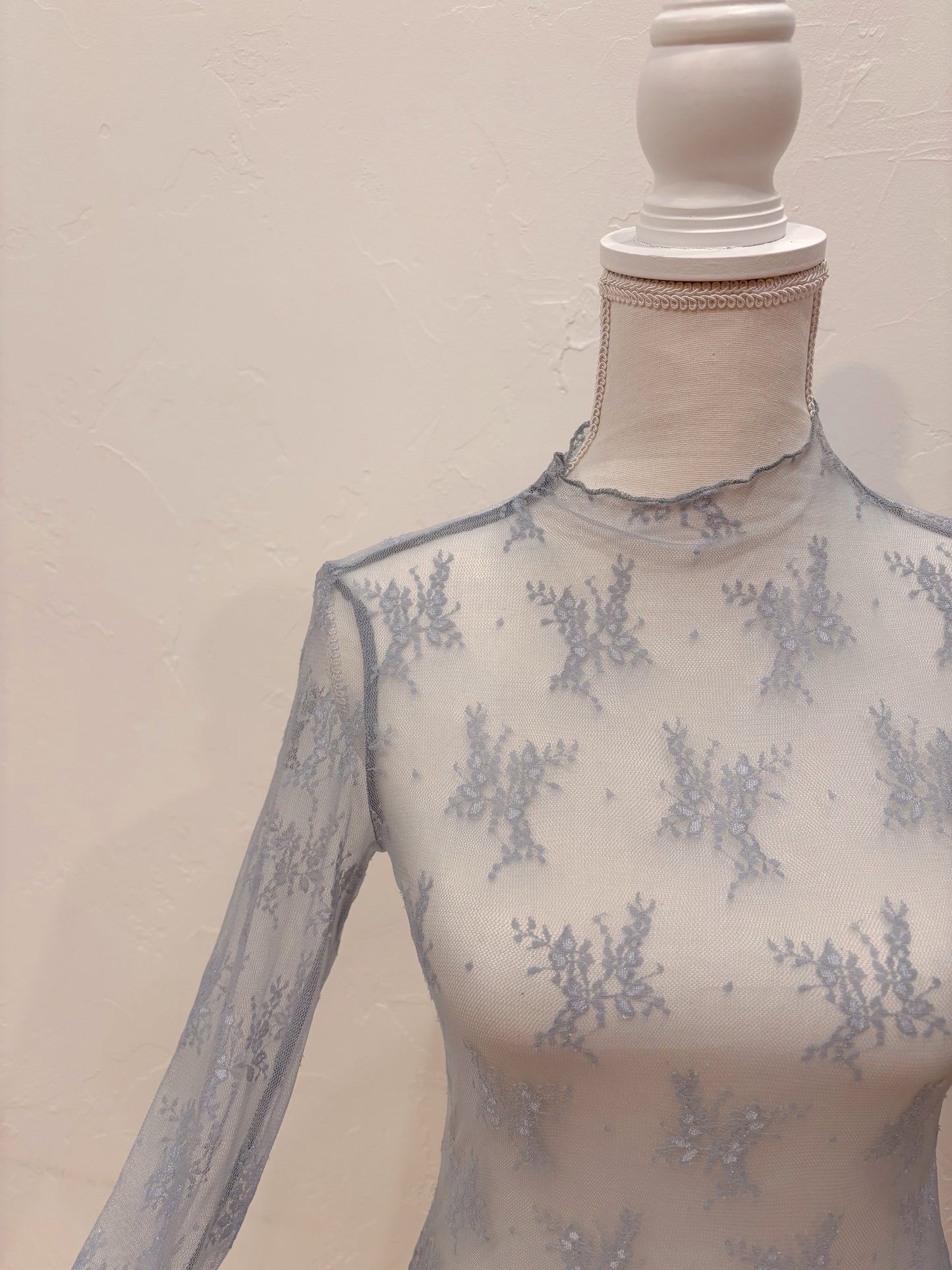 Light Blue Lace Mesh Top