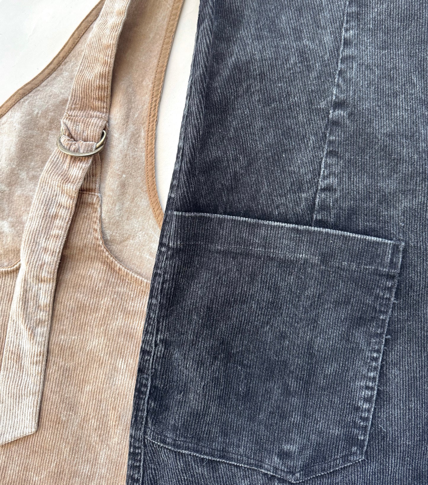 Corduroy Front Pocket Dress- Black