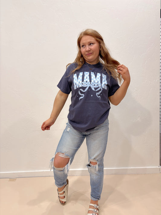 Blue Bow Mama Graphic Tee