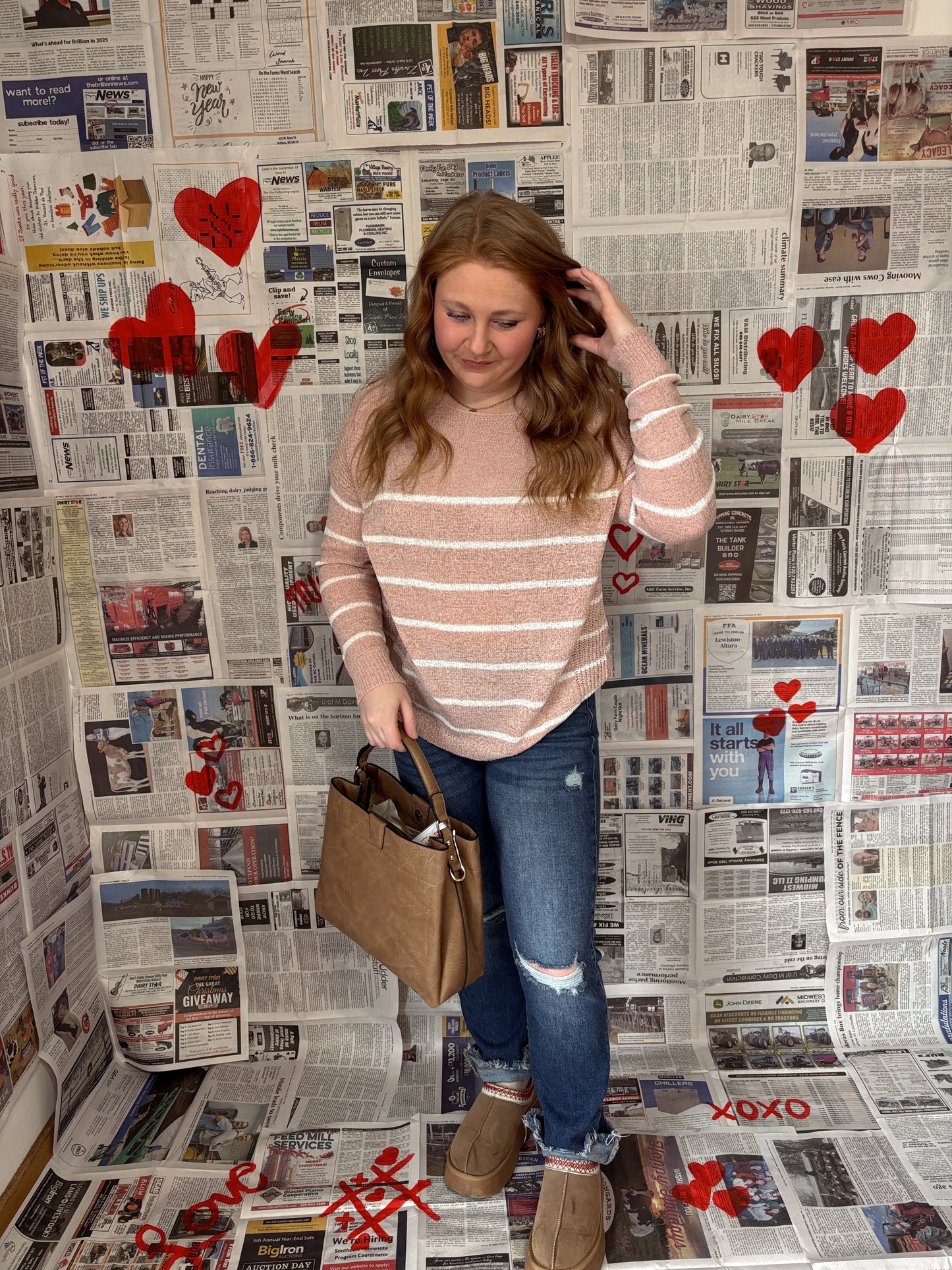 Hugs and Kisses Stripped Lightweight Sweater