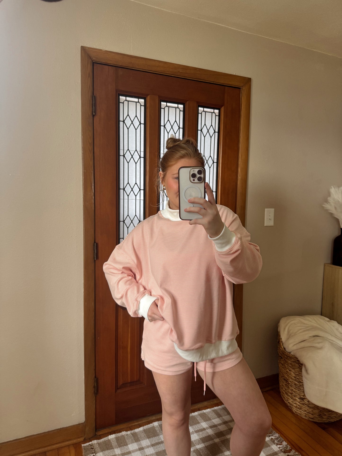 Mid Rise Stripped Shorts
