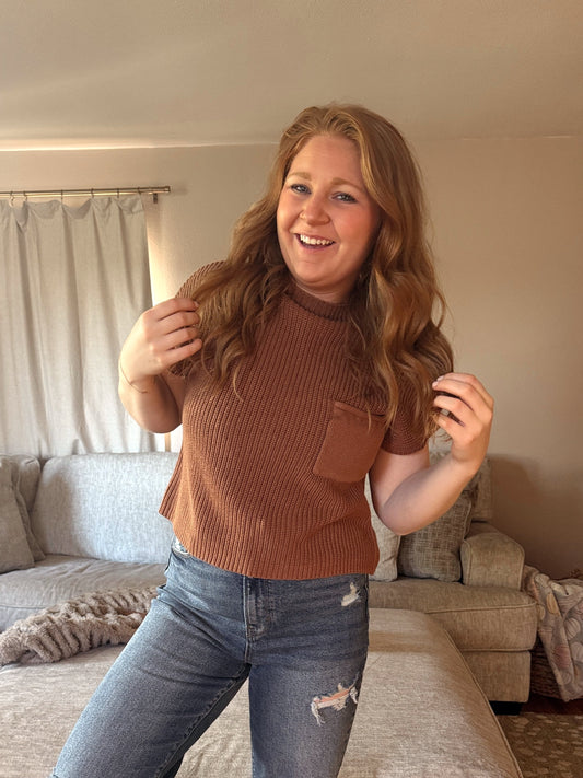 Brooklyn Cropped Mock Neck - Deep Camel