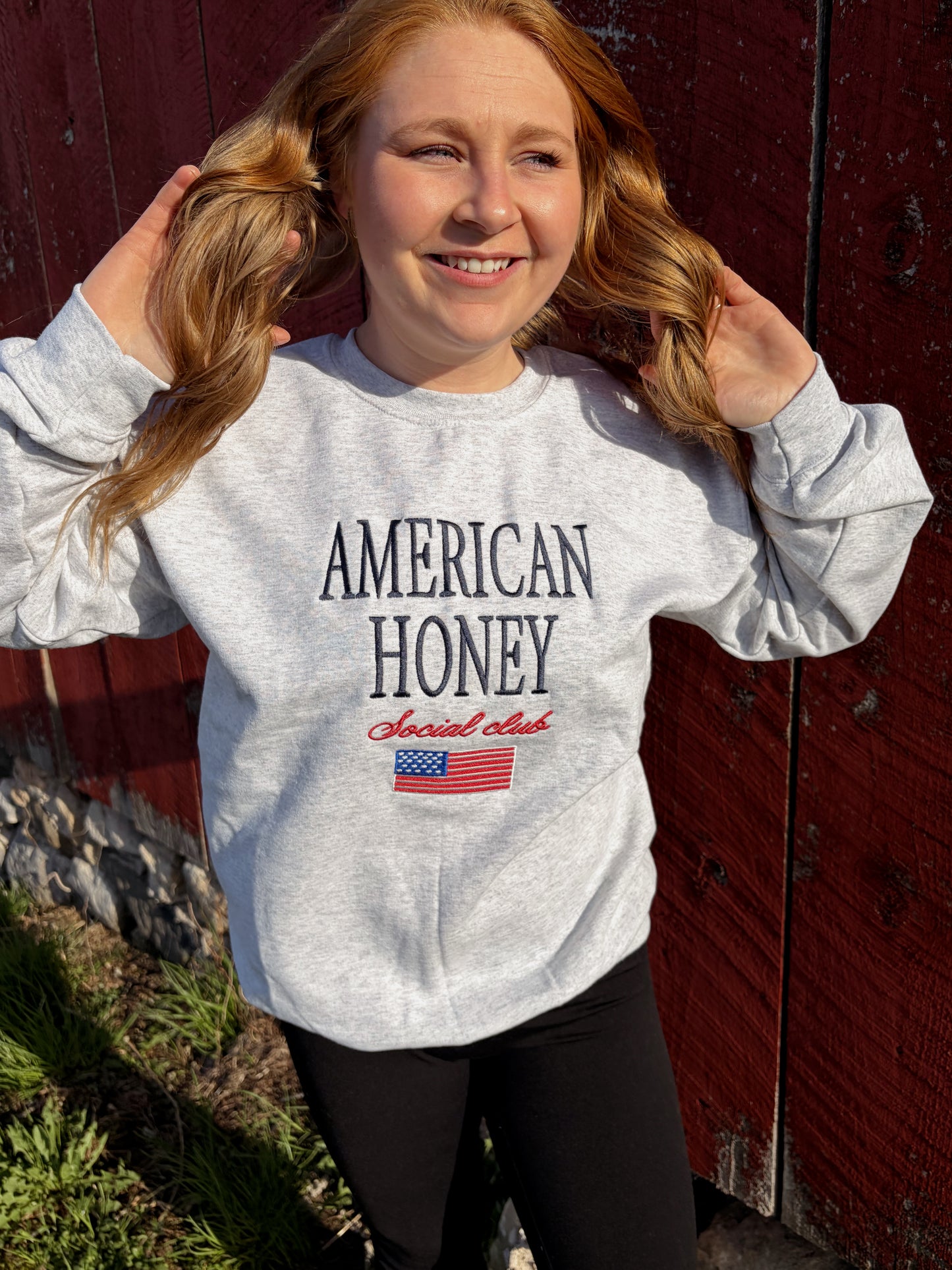 American Honey Embroidered Crewneck