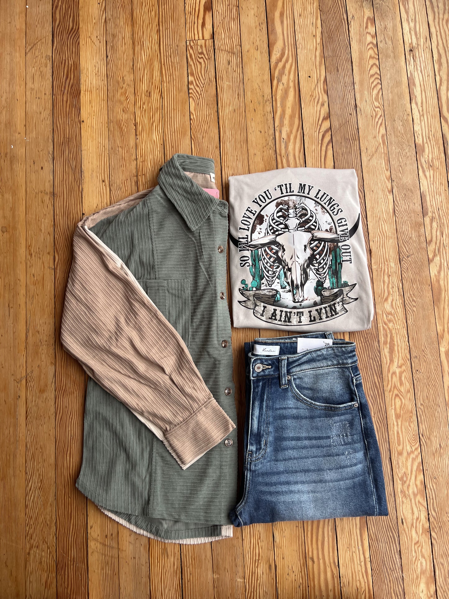 Sage Color Block Shacket
