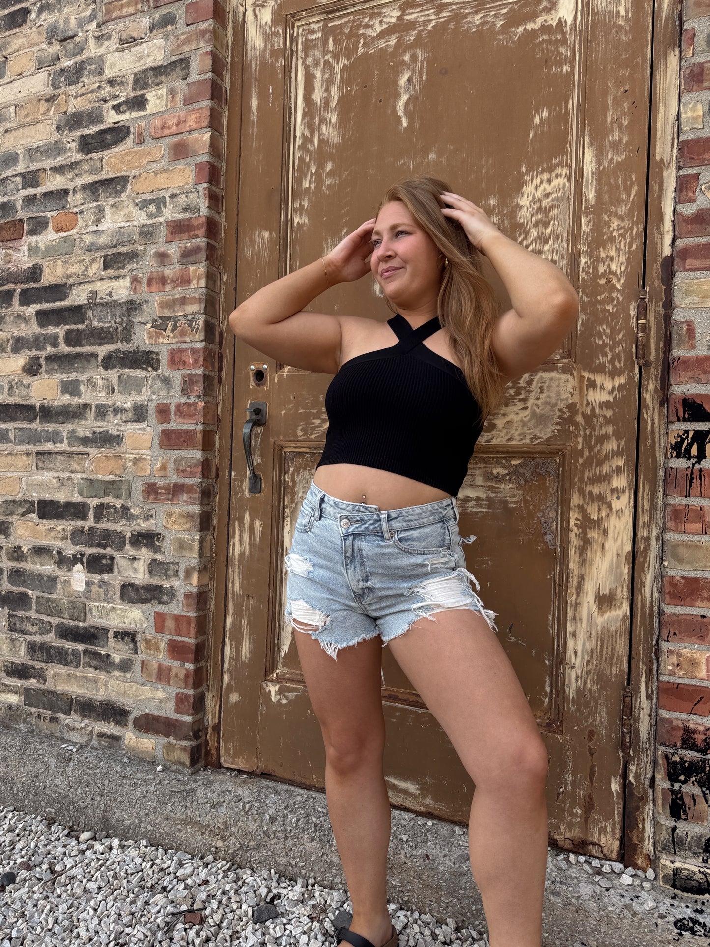 Black Criss Cross Top