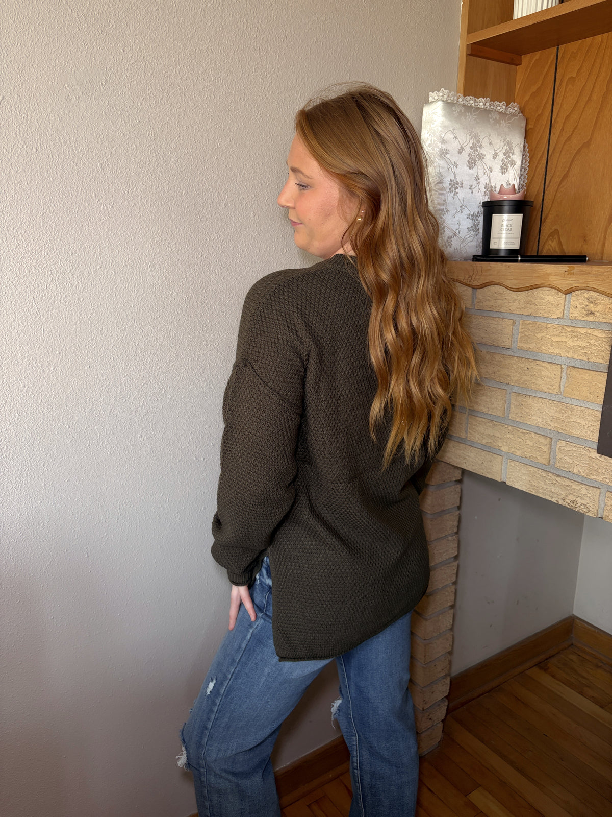 Henley Knit Sweater - Olive