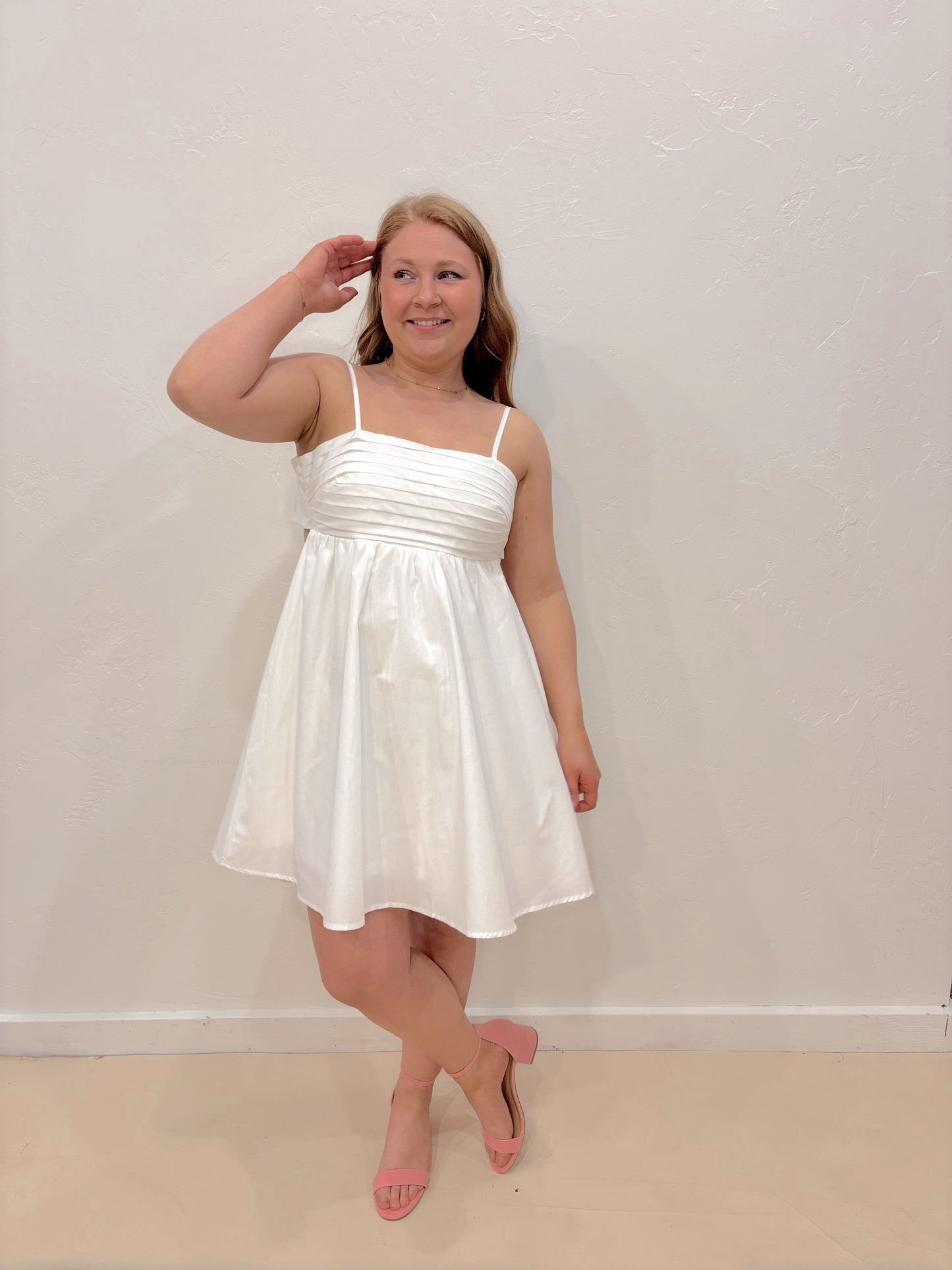 Summer Kiss Back Tie Dress - White