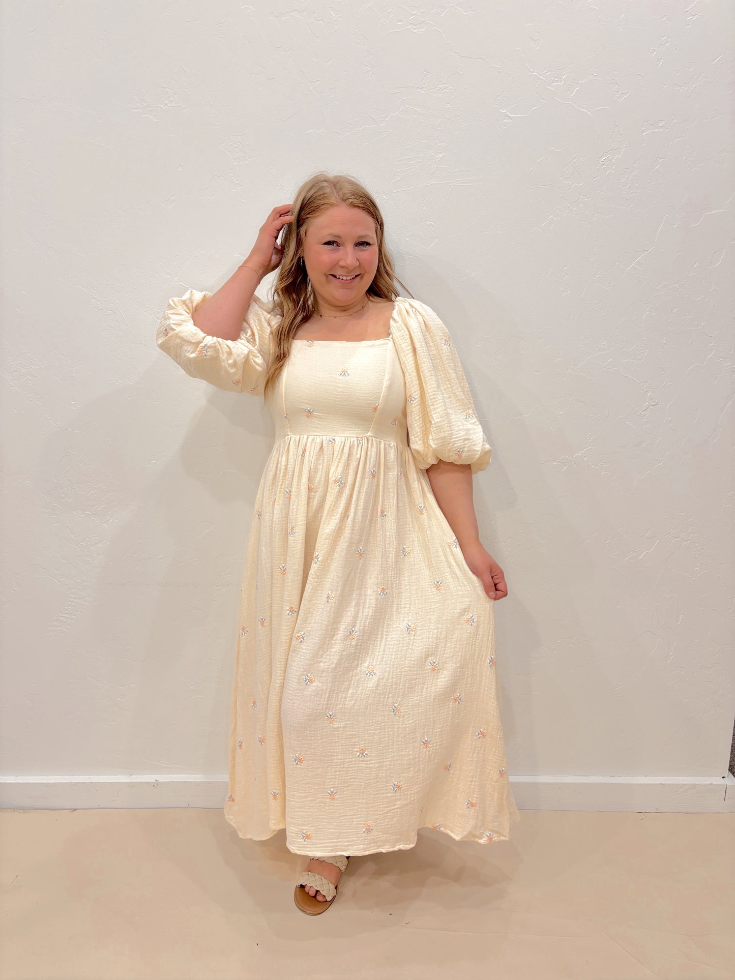 Lillian Cream Midi Dress