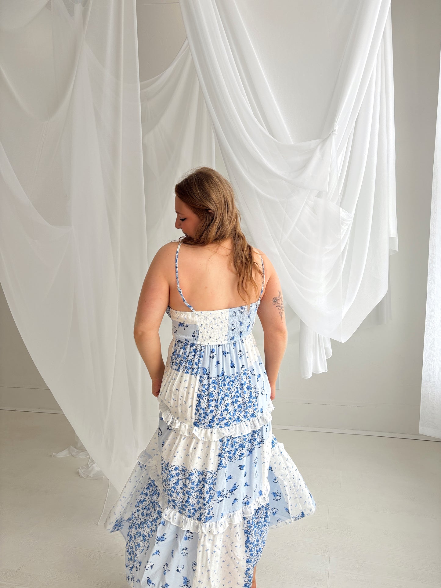 Blue Blossom Midi Dress