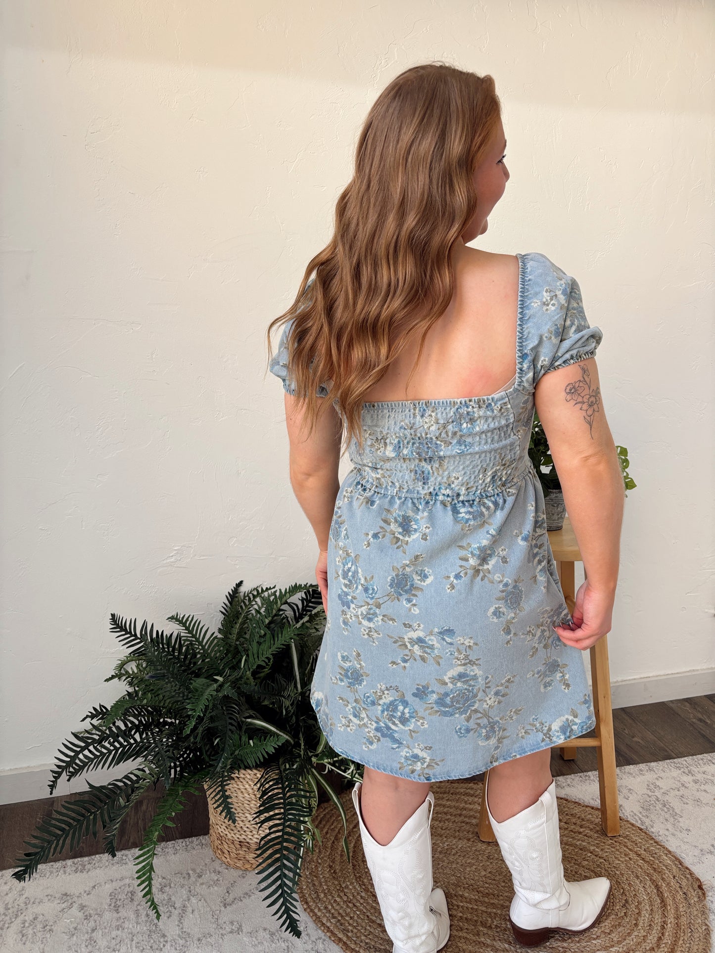 Denim Floral Dress