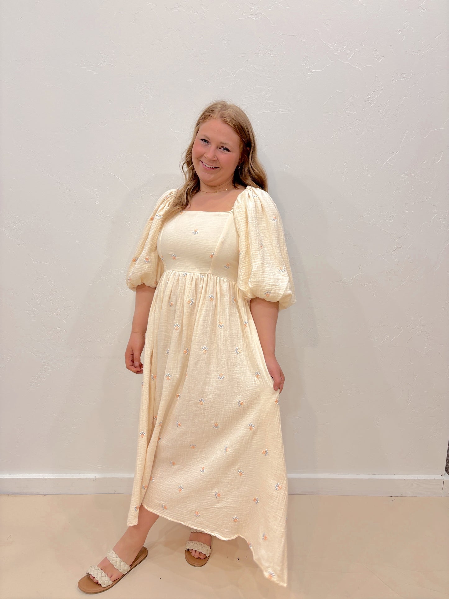 Lillian Cream Midi Dress