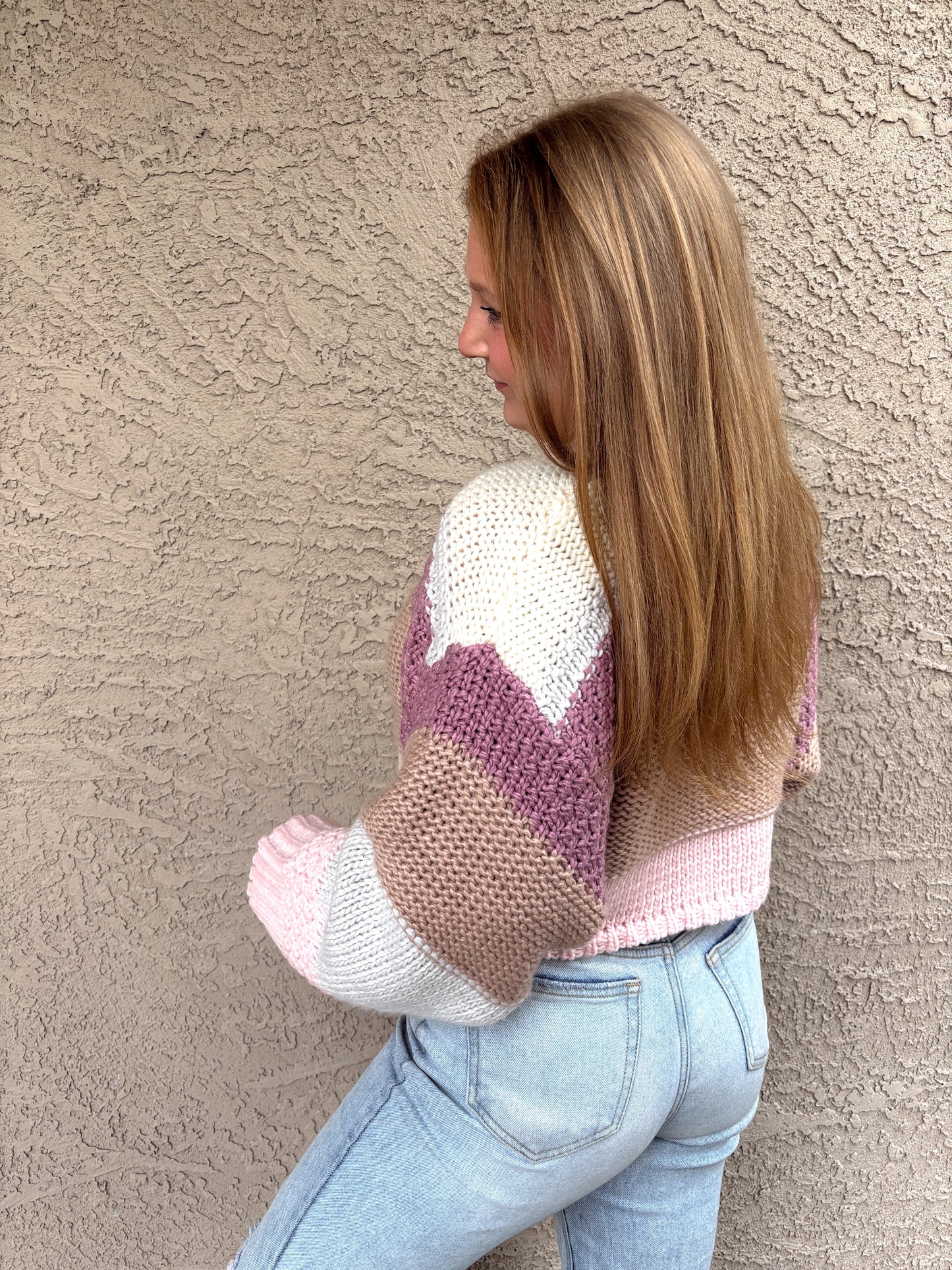 Color Block Knit Cropped Sweater