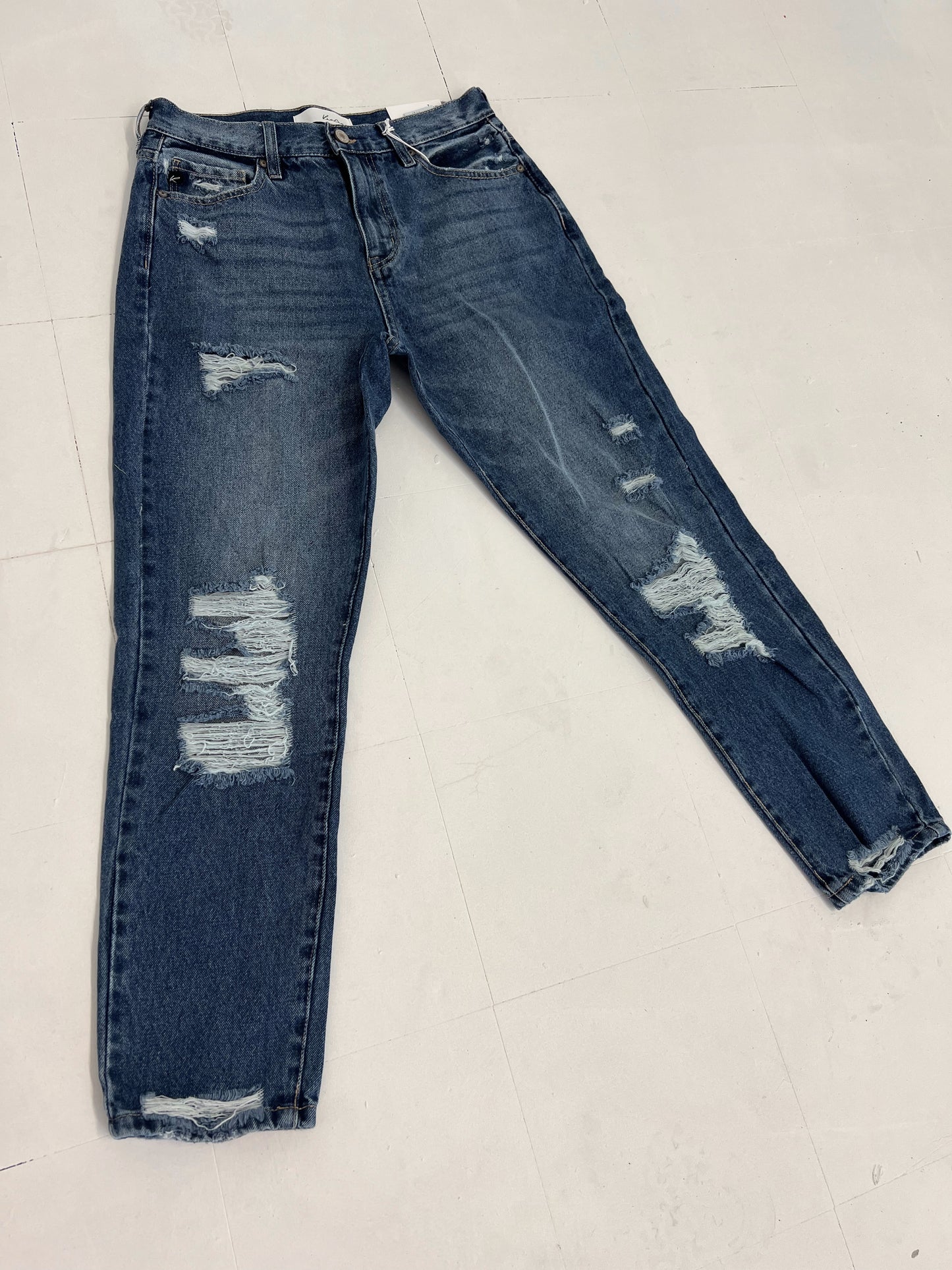 High Rise Distressed Mom Jean