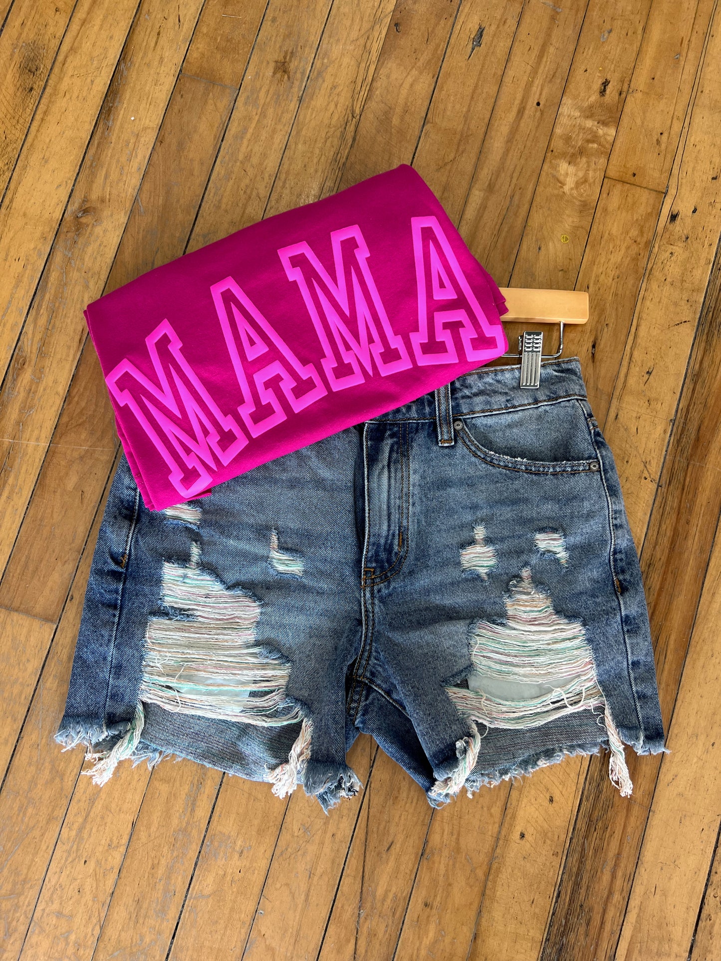 Rainbow Thread Jean Shorts